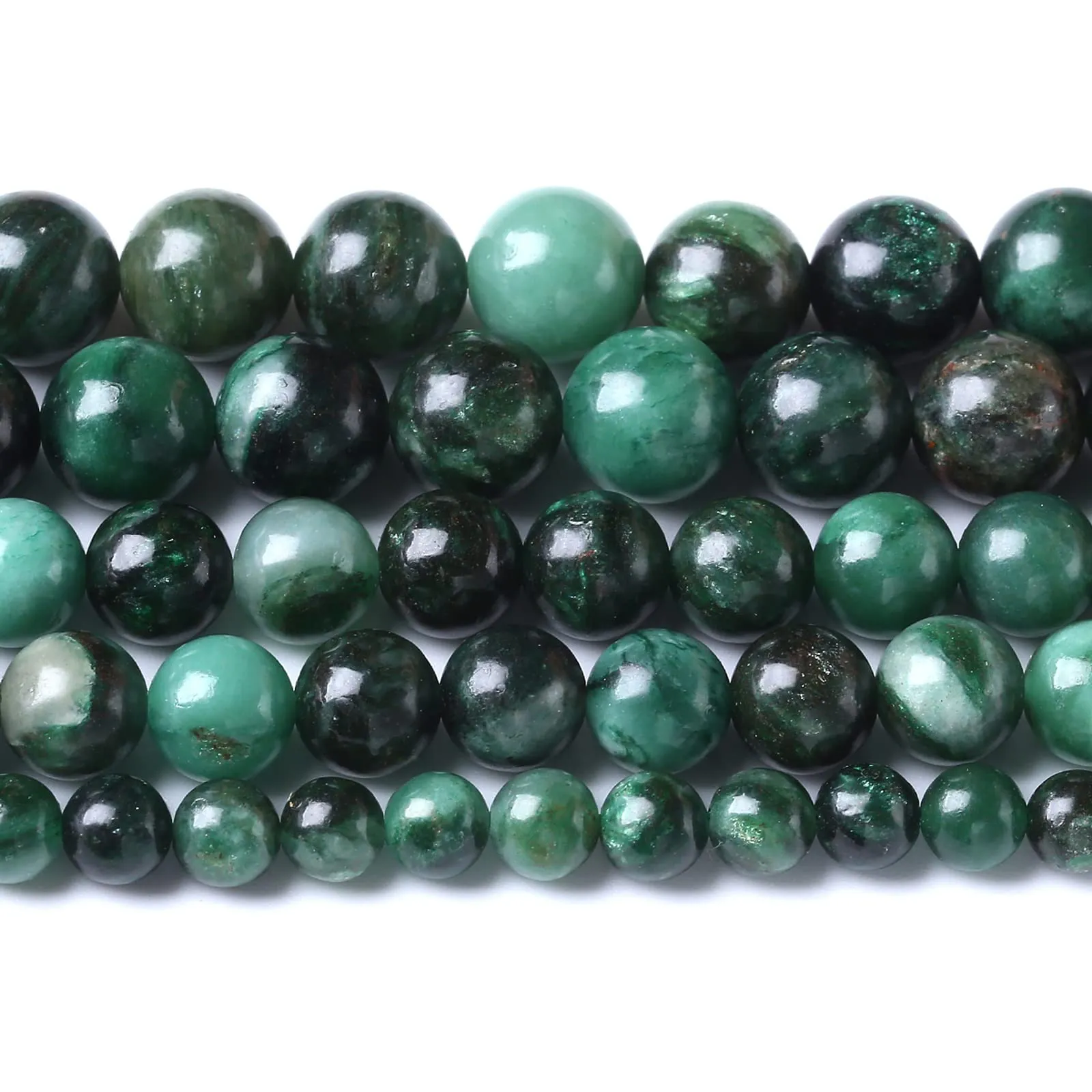 45 perline in cristallo di mica verde smeraldo naturale da 8 mm, per la creazione di gioielli e braccialetti fai da te - immagine 1