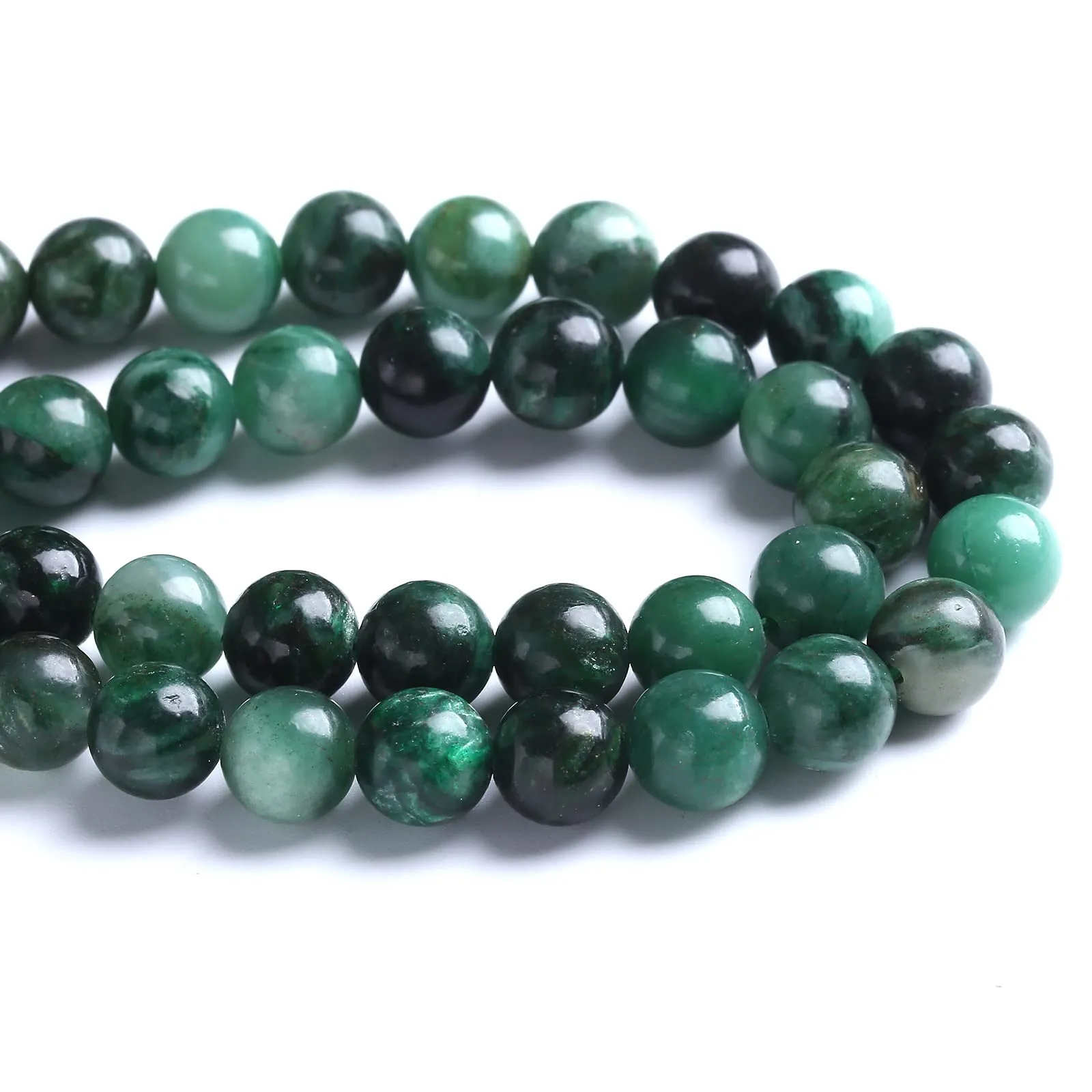 45 perline in cristallo di mica verde smeraldo naturale da 8 mm, per la creazione di gioielli e braccialetti fai da te - immagine 3