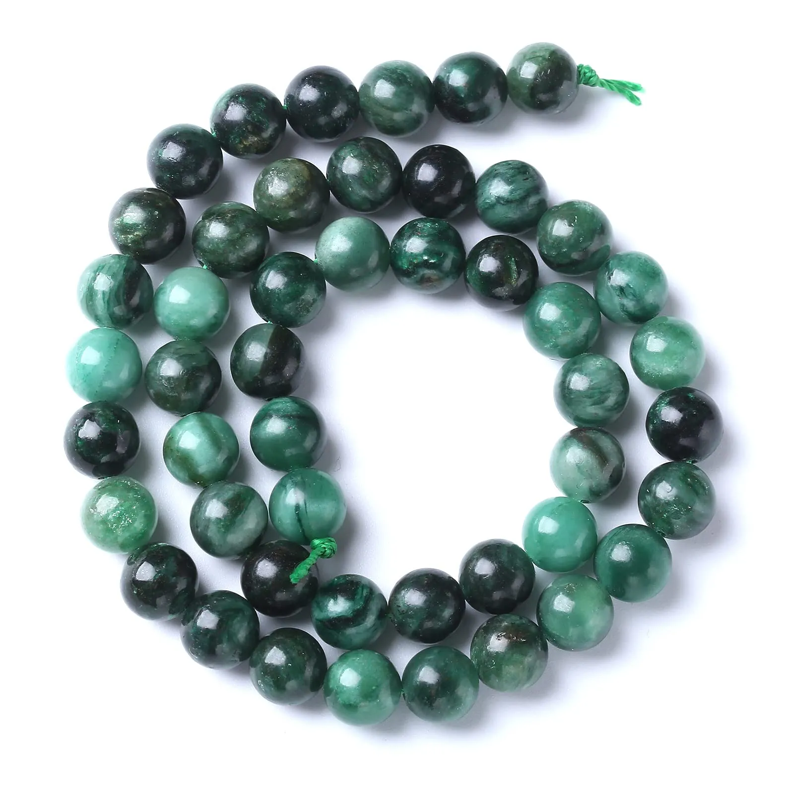 45 perline in cristallo di mica verde smeraldo naturale da 8 mm, per la creazione di gioielli e braccialetti fai da te - immagine 4