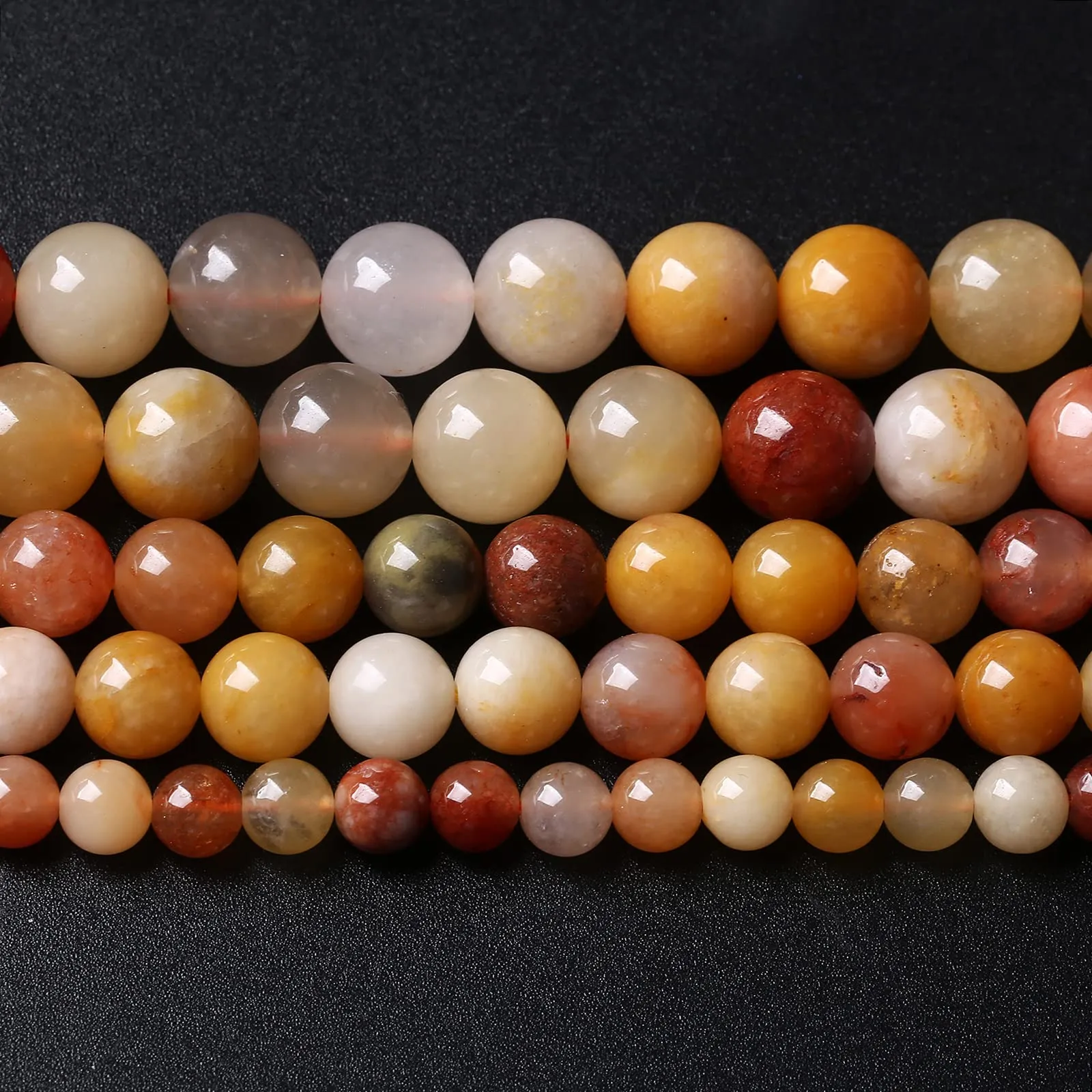 46 perline sfuse in pietra naturale dorata, filo di giada, perline sfuse per la creazione di gioielli fai da te, bracciali, collane, 1 filo da 38 cm - immagine 1