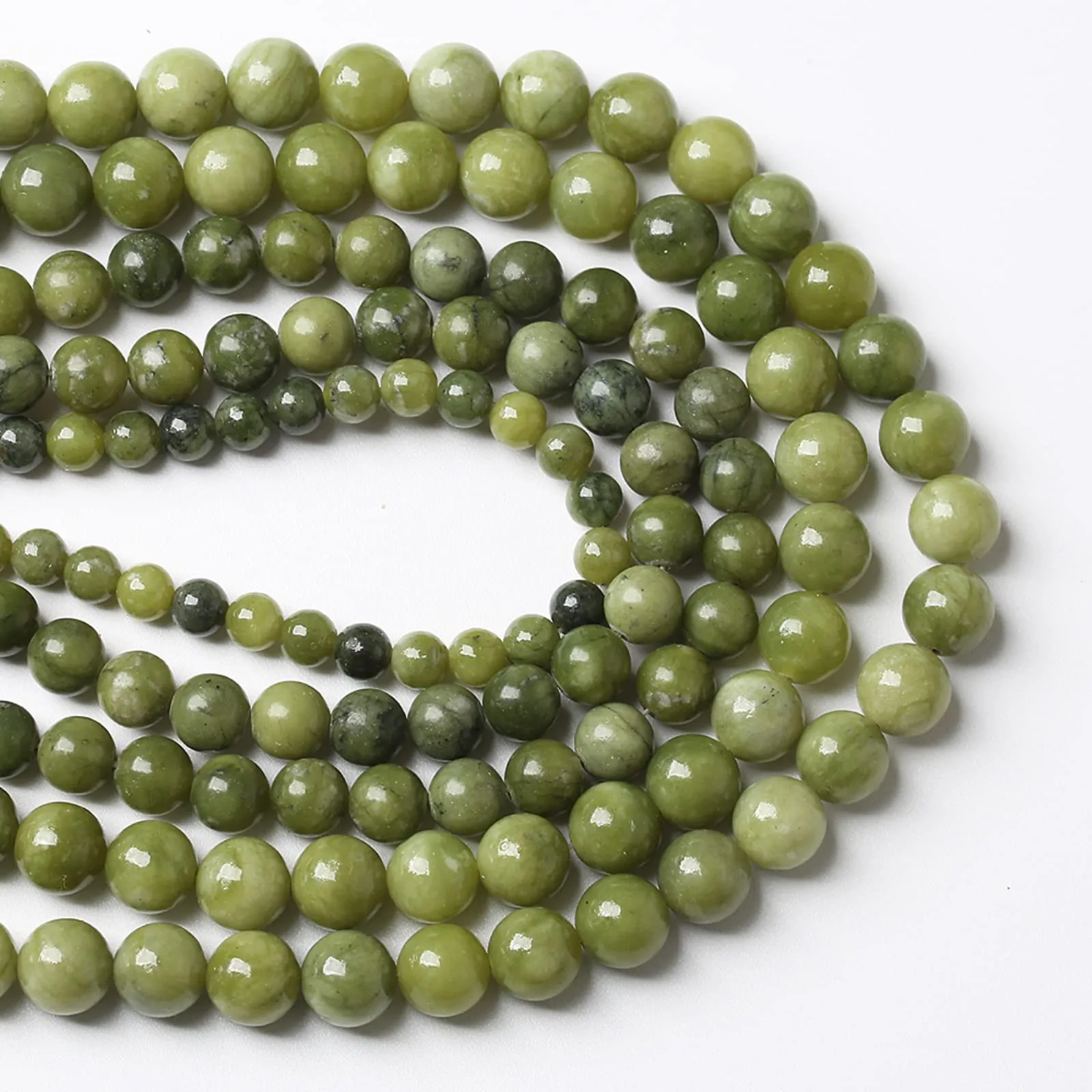 4 mm 88 perline sfuse in pietra naturale cinese verde giada per la creazione di gioielli fai da te braccialetto collana 1 filo - immagine 3
