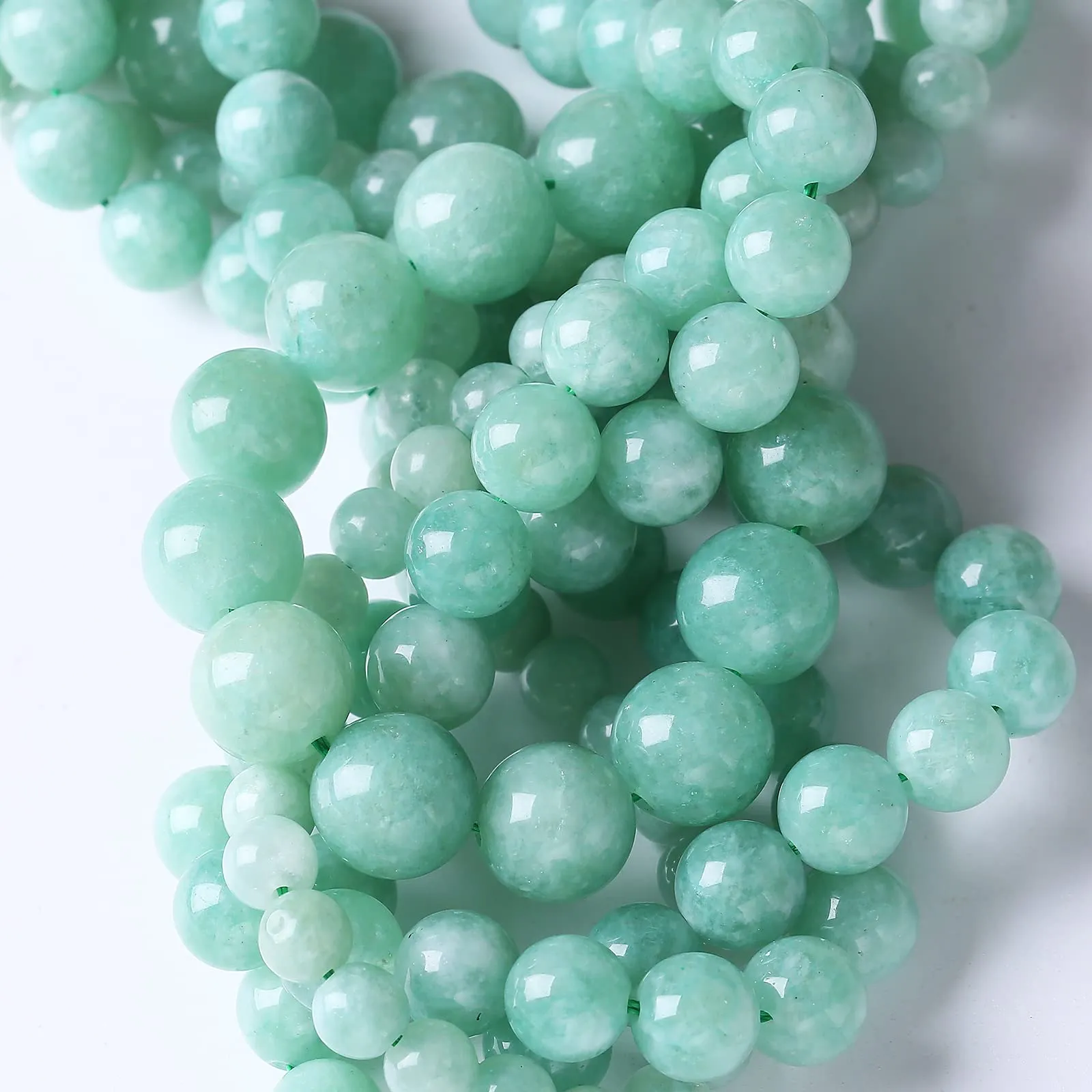6 mm 60 perline di giada birmana in pietra naturale per la creazione di gioielli fai da te braccialetto cristallo - immagine 3