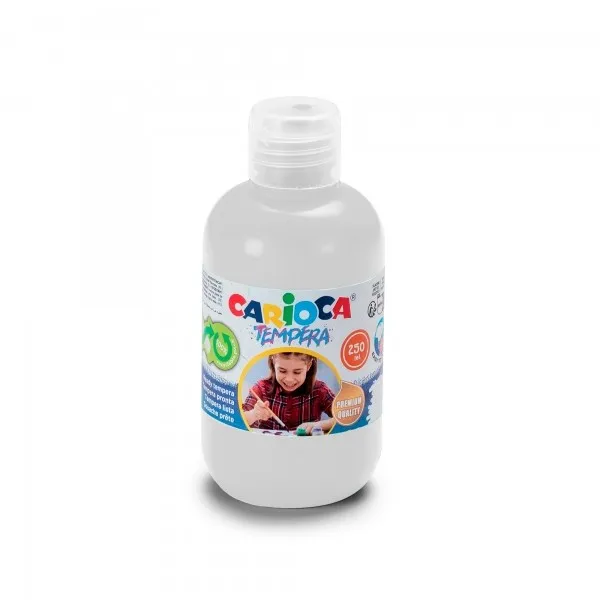 Tempera Carioca Flacone - 250ml - Colori Super Lavabili - Facili da Miscelare - Applicabili su Materiali Porosi - Elevata Opacità - Bianco - Colore Bianco - immagine 1