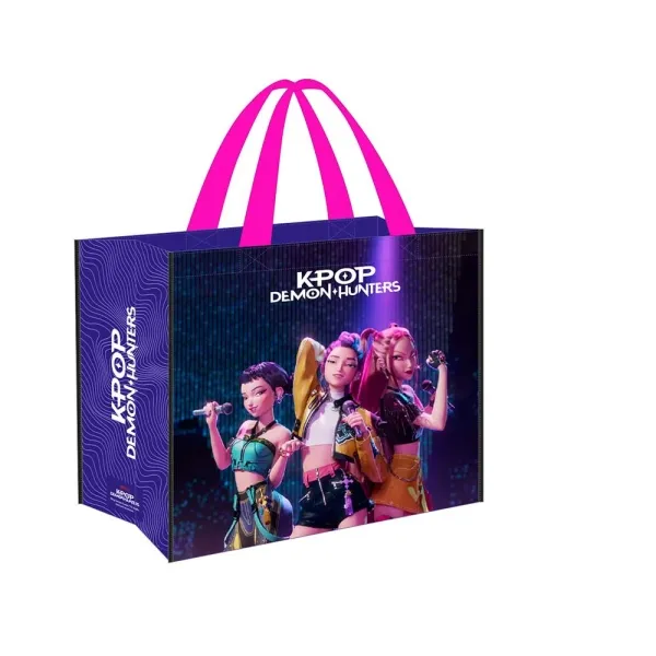 Borsa shopper riutilizzabile Safta K-Pop Demon Hunters - 36 litri - con manici - in polipropilene - 45x40x20 cm - blu notte - immagine 1
