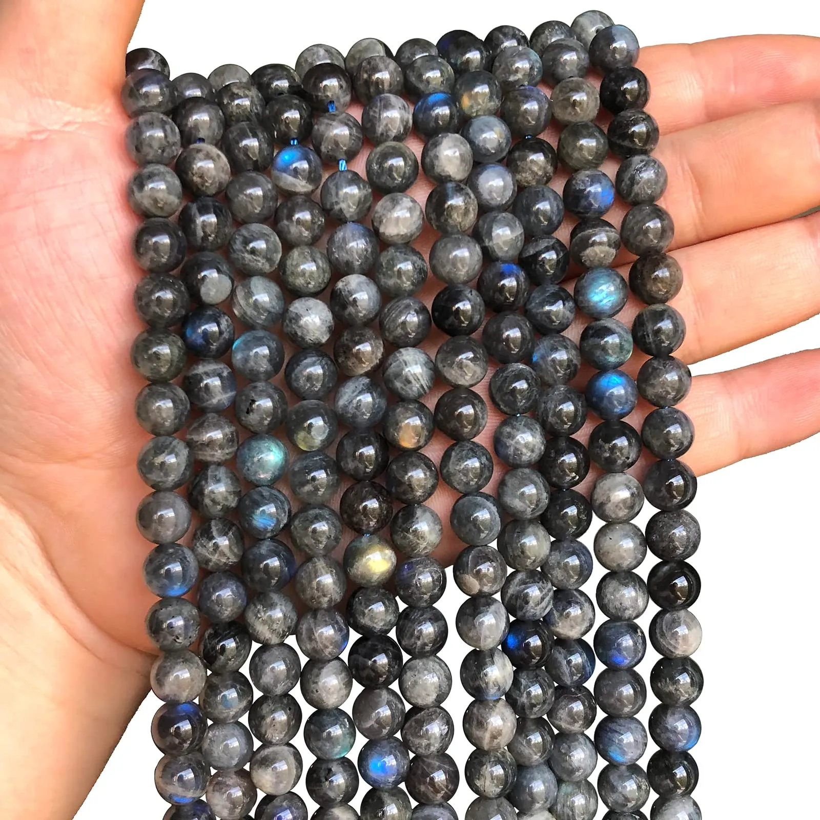Perline sfuse in labradorite naturale, 10 mm, 36 pezzi, per la creazione di gioielli e braccialetti fai da te, 38 cm, 1 filo di grado A - immagine 1
