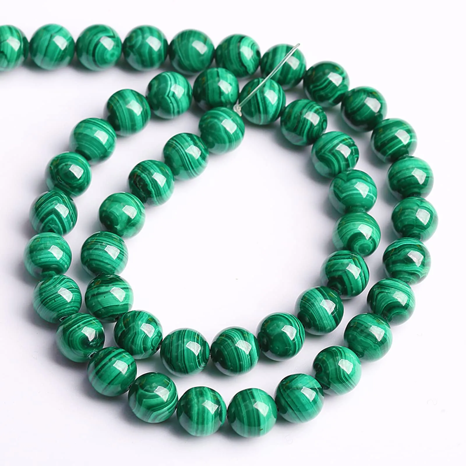 23 perline sfuse in pietra naturale verde malachite di grado 3A per la creazione di gioielli e braccialetti fai da te, 8 mm - immagine 3