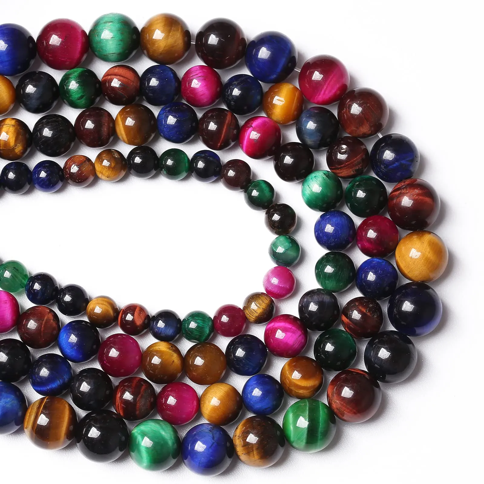 88 perline colorate in pietra naturale occhio di tigre distanziatore perline sfuse per la creazione di gioielli fai da te braccialetto 1 filo 38,1 cm - immagine 2