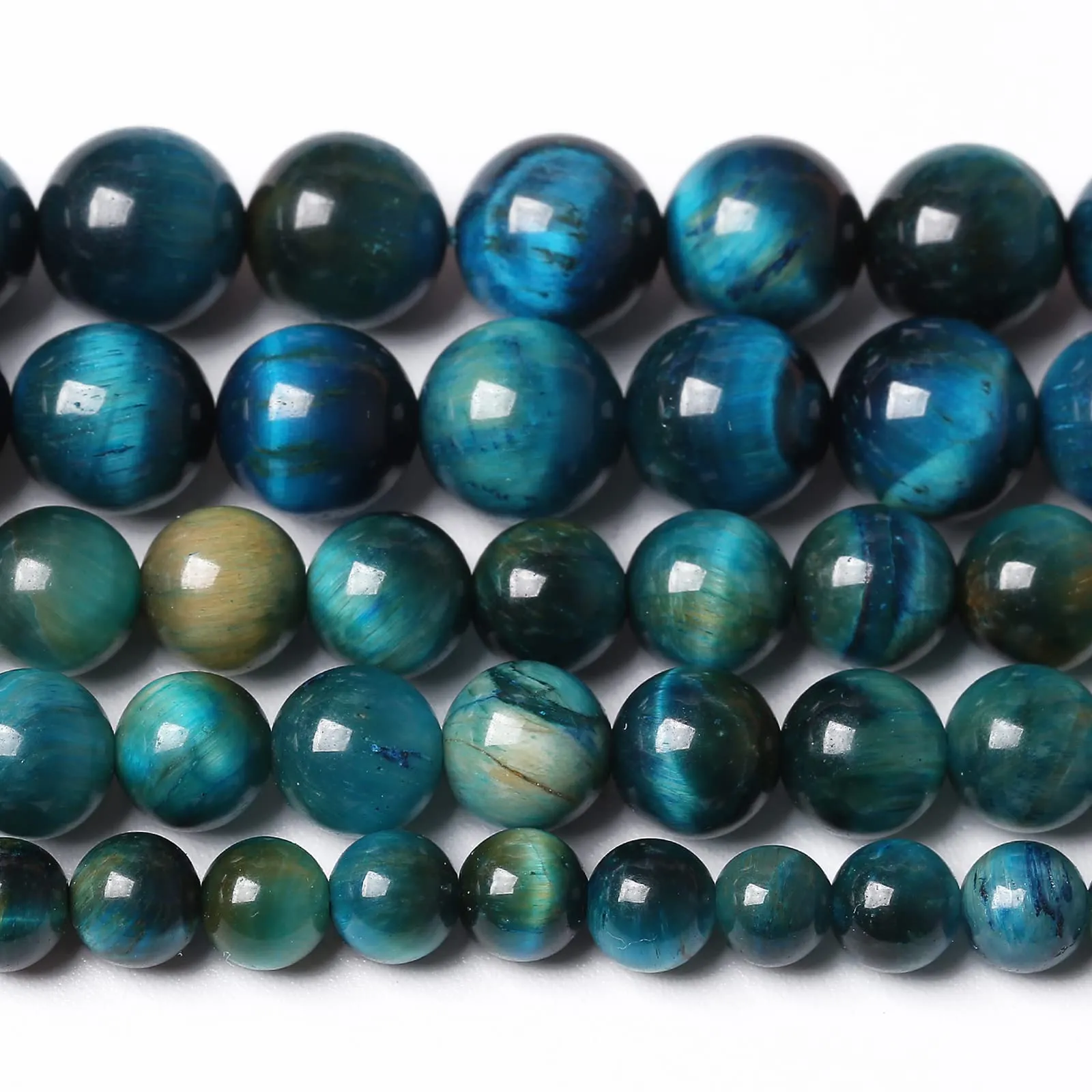 88 perline in pietra occhio di tigre blu pavone 4 mm, perline sfuse distanziatrici in cristallo naturale, per la creazione di gioielli fai da te, braccialetti semi-preziosi, 1 filo, 38,1 cm - immagine 1