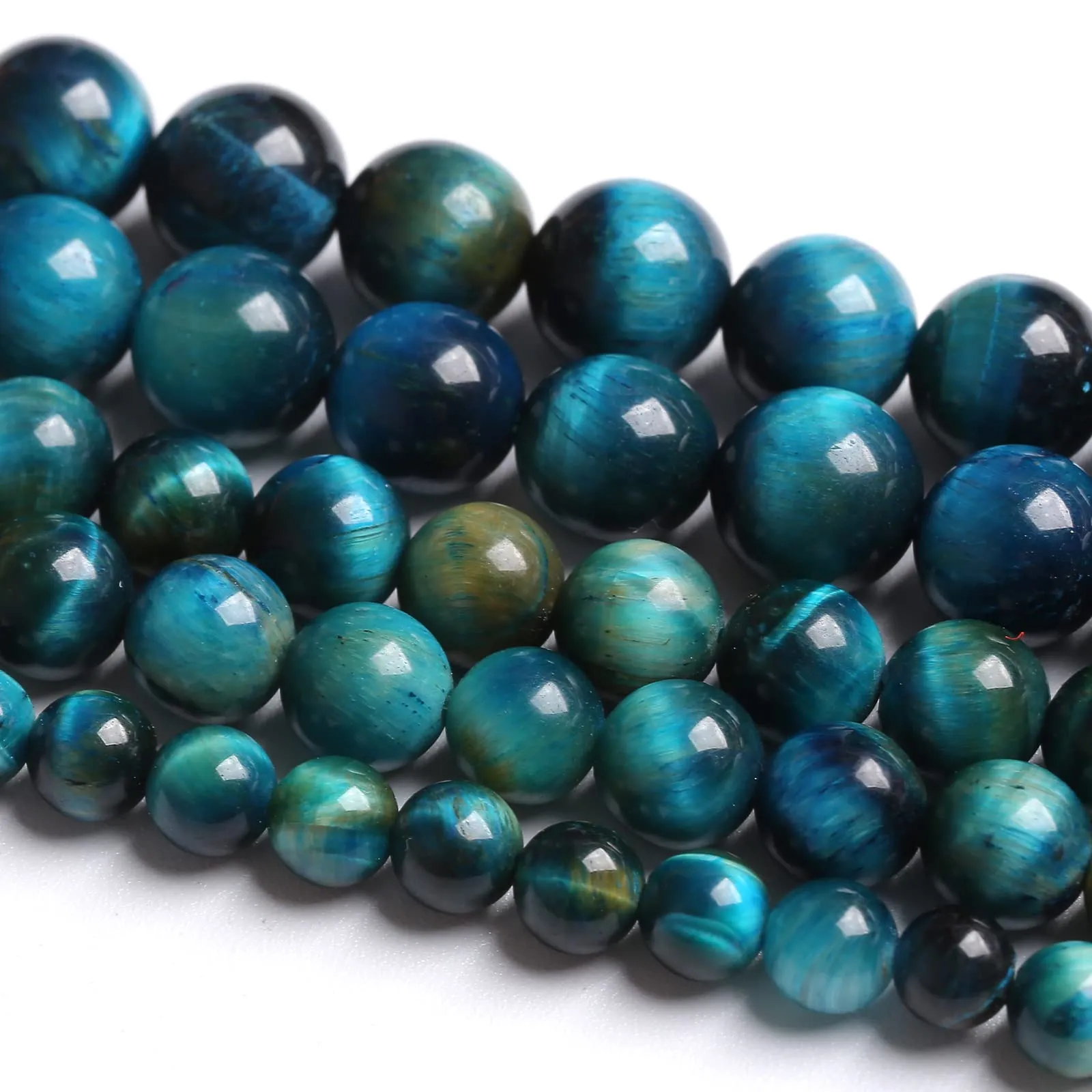 88 perline in pietra occhio di tigre blu pavone 4 mm, perline sfuse distanziatrici in cristallo naturale, per la creazione di gioielli fai da te, braccialetti semi-preziosi, 1 filo, 38,1 cm - immagine 2