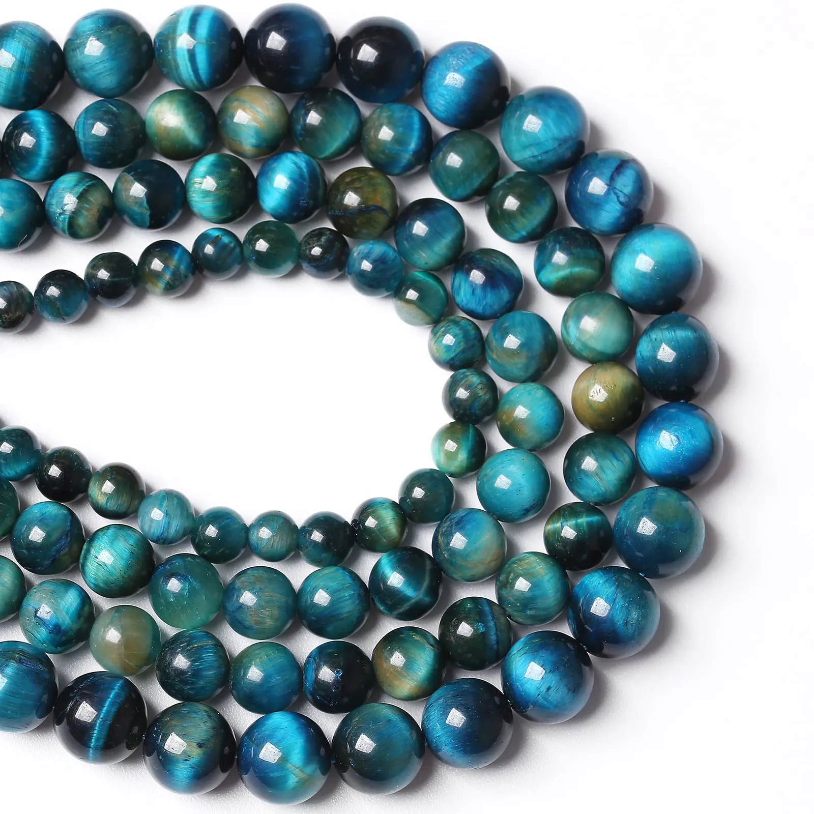 88 perline in pietra occhio di tigre blu pavone 4 mm, perline sfuse distanziatrici in cristallo naturale, per la creazione di gioielli fai da te, braccialetti semi-preziosi, 1 filo, 38,1 cm - immagine 3