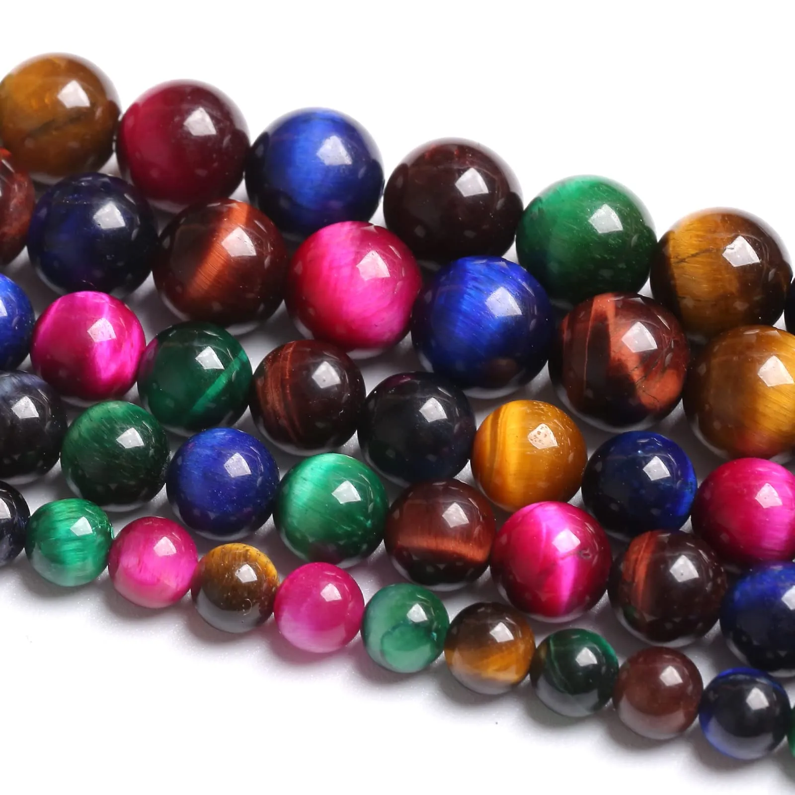 36 perline colorate in pietra naturale occhio di tigre da 10 mm, perline sfuse distanziali per la creazione di gioielli fai da te, 1 filo da 38,1 cm - immagine 2