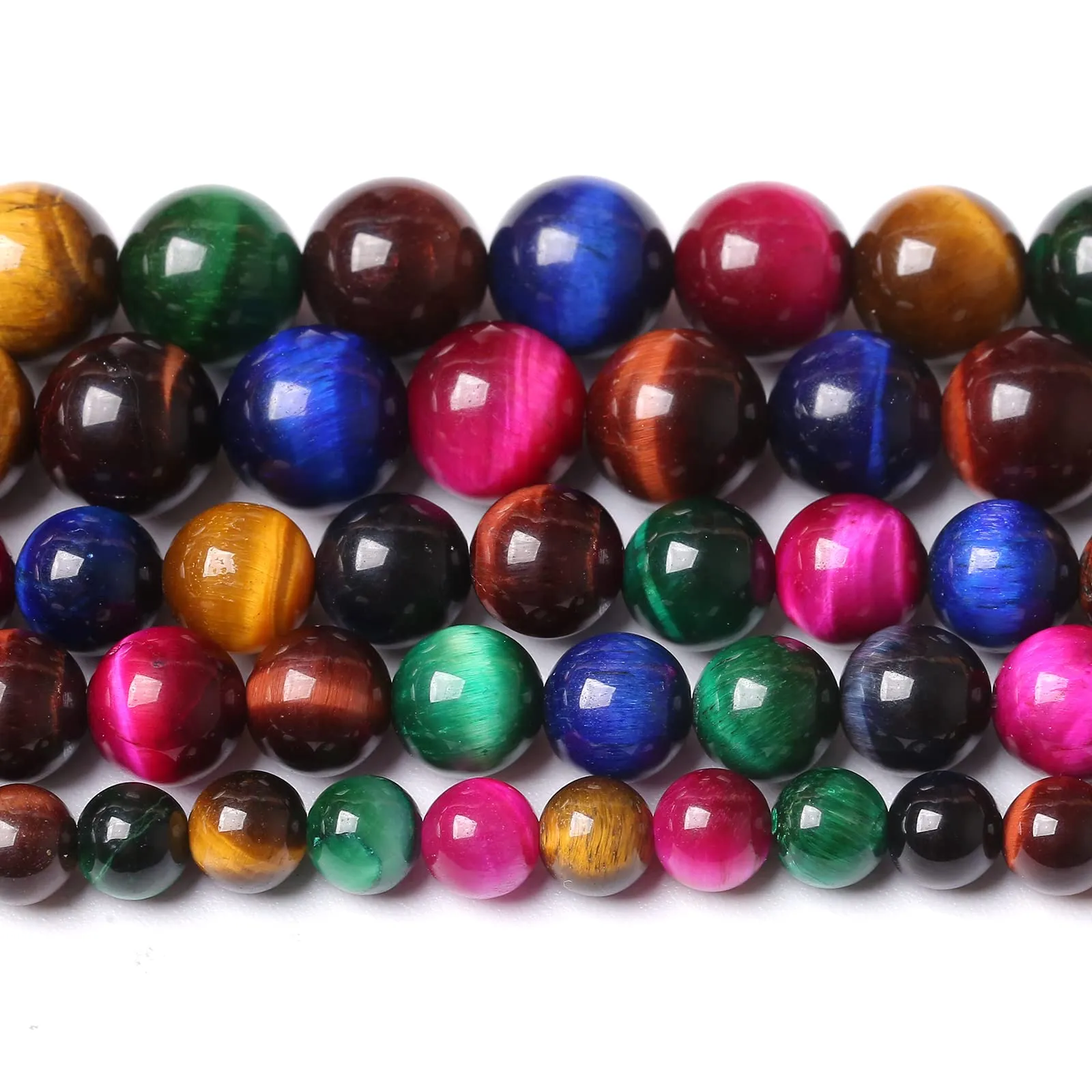 36 perline colorate in pietra naturale occhio di tigre da 10 mm, perline sfuse distanziali per la creazione di gioielli fai da te, 1 filo da 38,1 cm - immagine 3