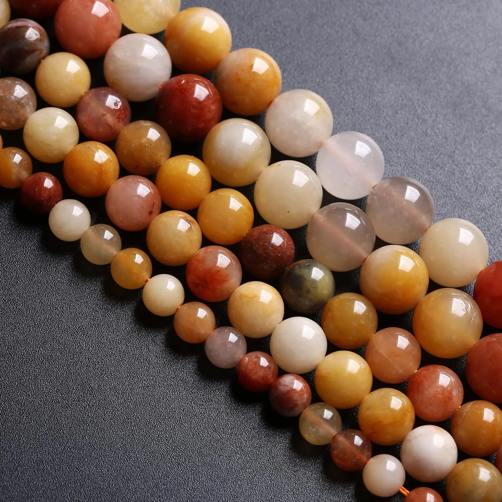 32 perline sfuse in pietra naturale dorata, filo di giada, perline sfuse per la creazione di gioielli fai da te, bracciali, collane, 1 filo da 38 cm - immagine 2