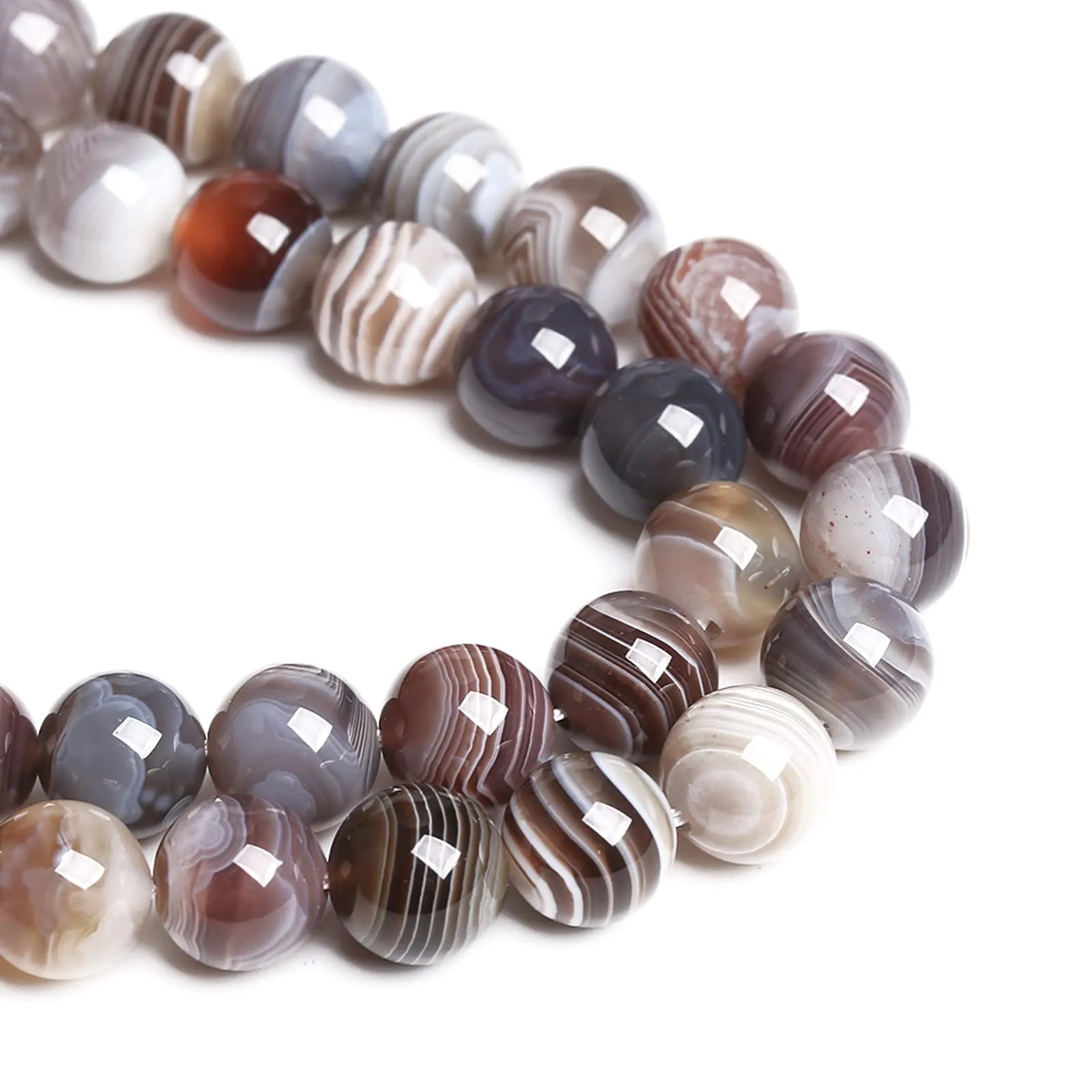 46 perline di agata sardonica naturale del Botswana, 8 mm, per la creazione di gioielli e braccialetti fai da te - immagine 3