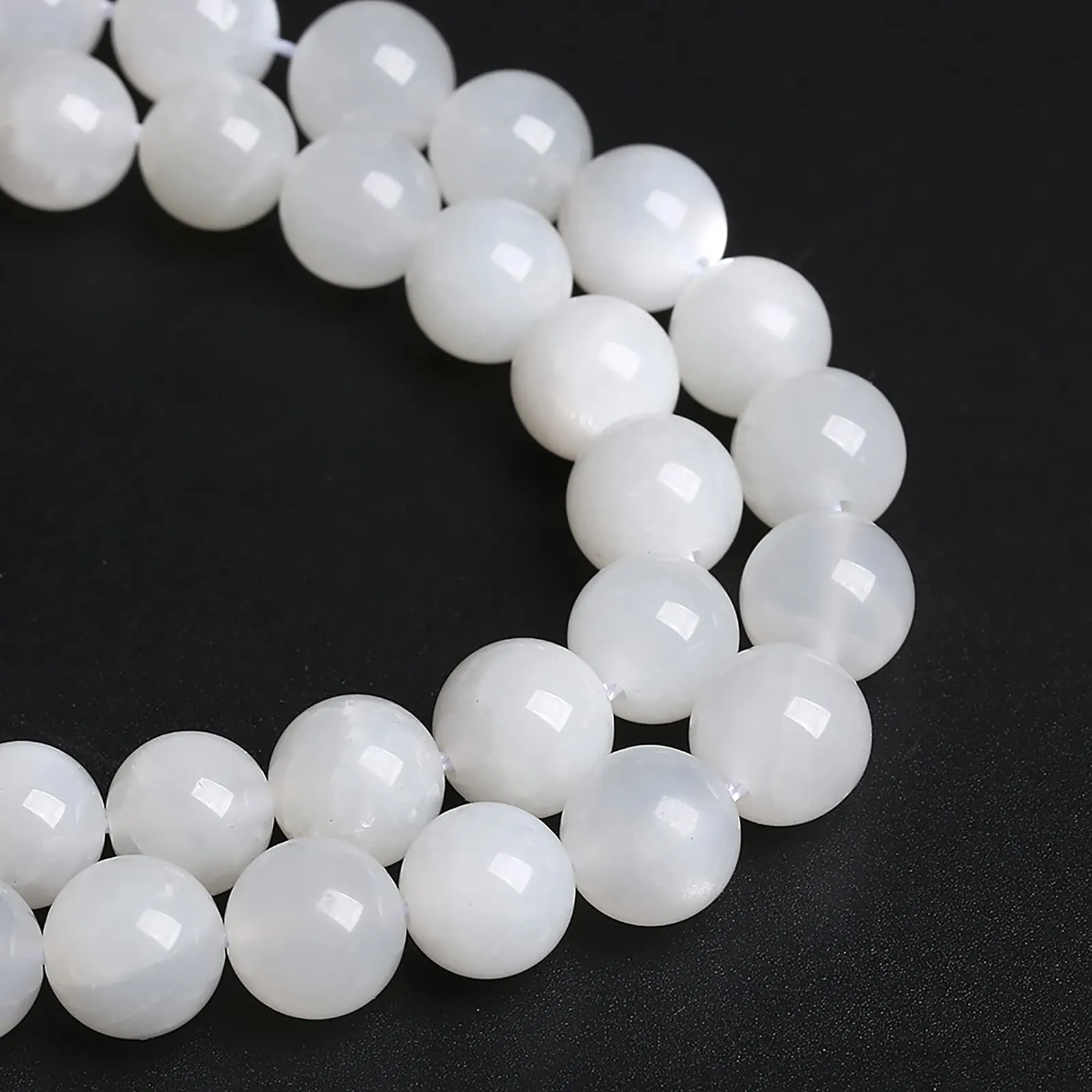 6 mm, 60 perline sfuse in pietra di luna bianca naturale di grado AAA, per la creazione di gioielli e braccialetti fai da te, 38,1 cm, 1 filo - immagine 4
