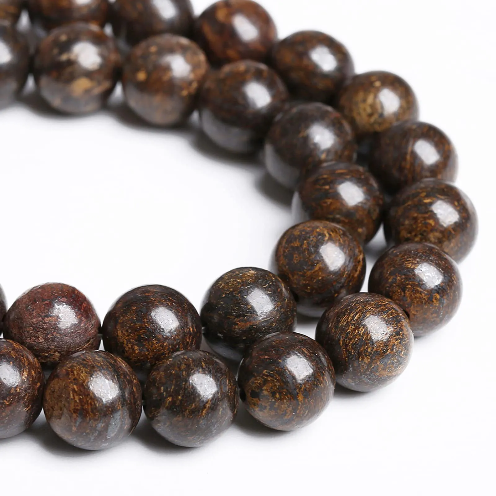 10 mm 36 perline sfuse in pietra naturale bronzite per la creazione di gioielli fai da te braccialetto collana 1 filo - immagine 1