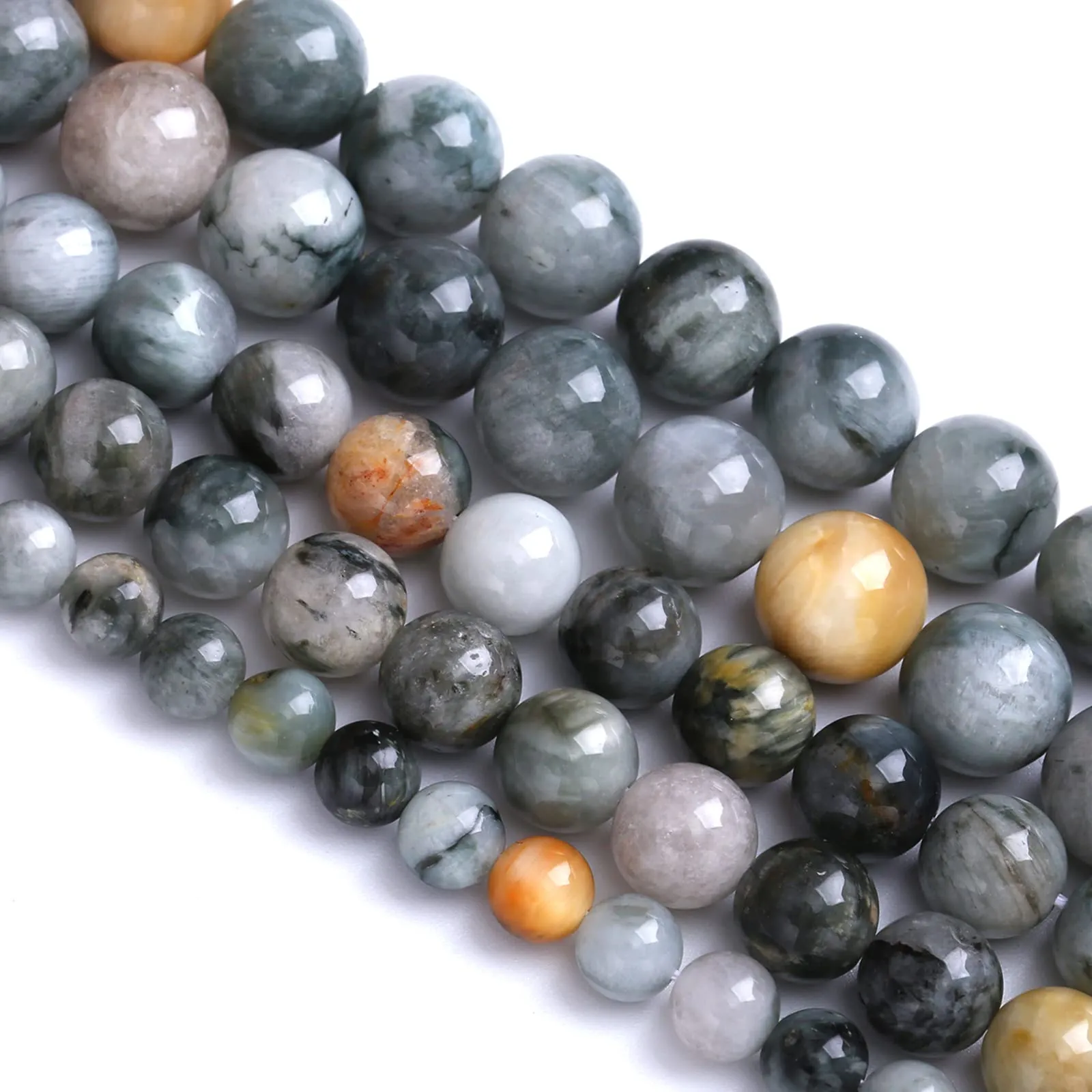 46 perline rotonde sfuse in pietra naturale occhio di falco, 8 mm, per la creazione di gioielli, braccialetti e collane fai da te - immagine 3