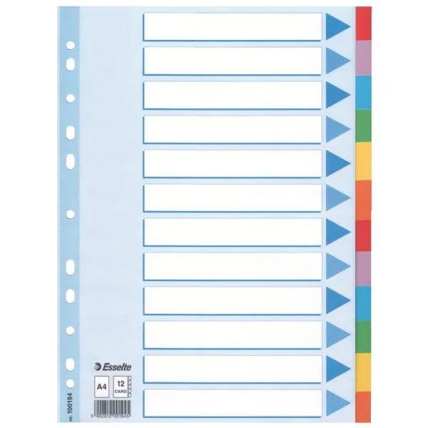 Esselte Multi-coloured Cardboard Dividers divisore 10 pz - immagine 1