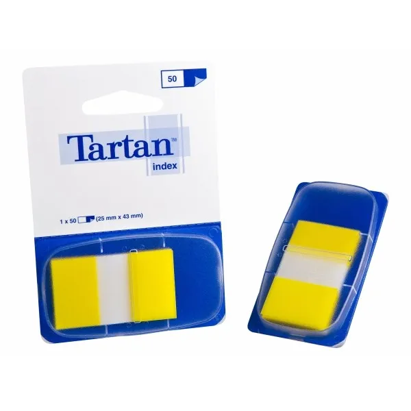 Confezione da 12 dispenser da 50 pennarelli riposizionabili Tartan - 25x43 mm - Giallo - immagine 1