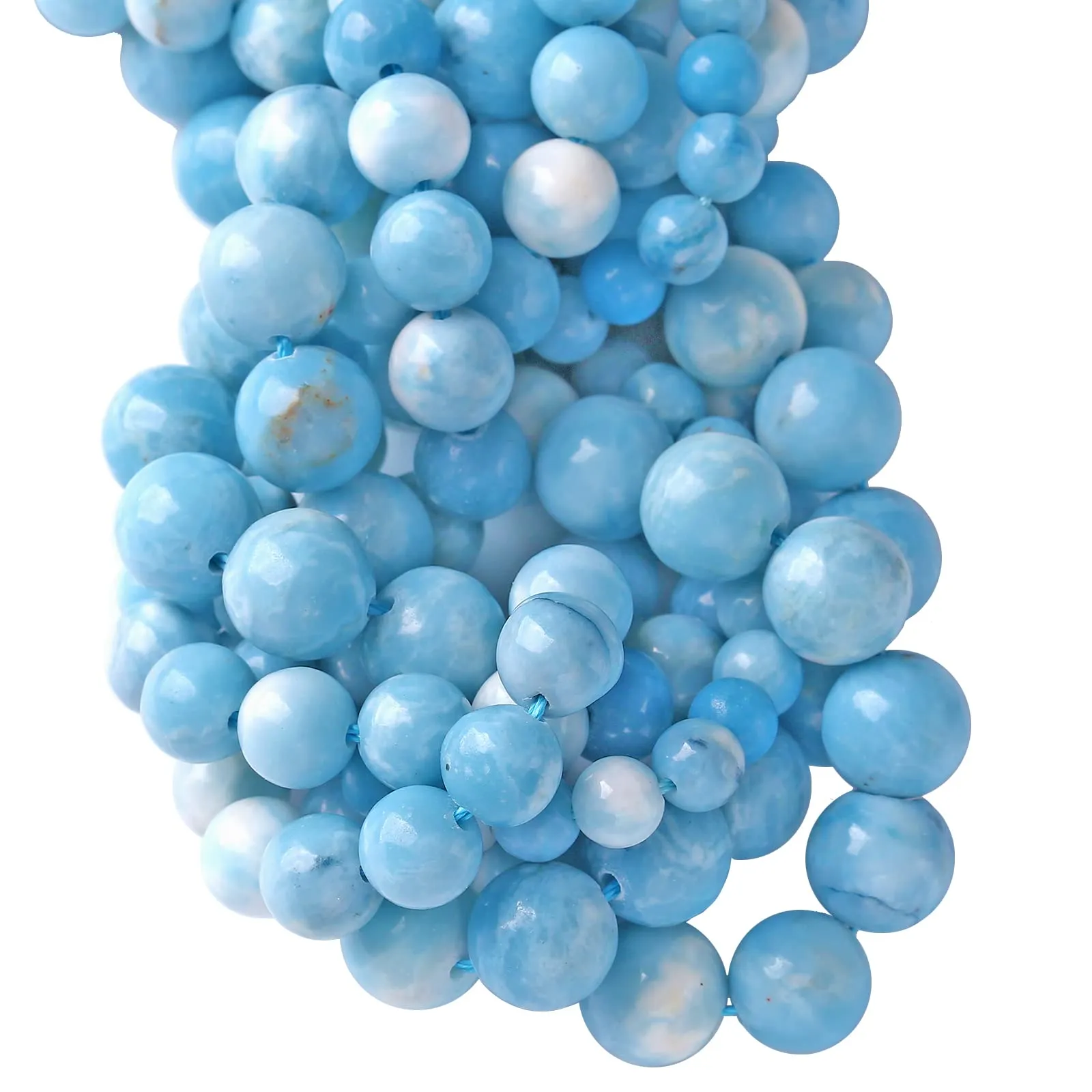 6 mm 60 perline di cristallo blu naturale Larimar per la creazione di gioielli e braccialetti fai da te - immagine 2