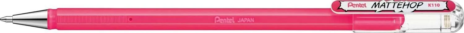 Penna a sfera Pentel Mattehop - Punta da 1 mm - Corsa da 05 mm - Inchiostro gel opaco - Realizzata con il 55% di materiali riciclati - Colore rosa - immagine 1