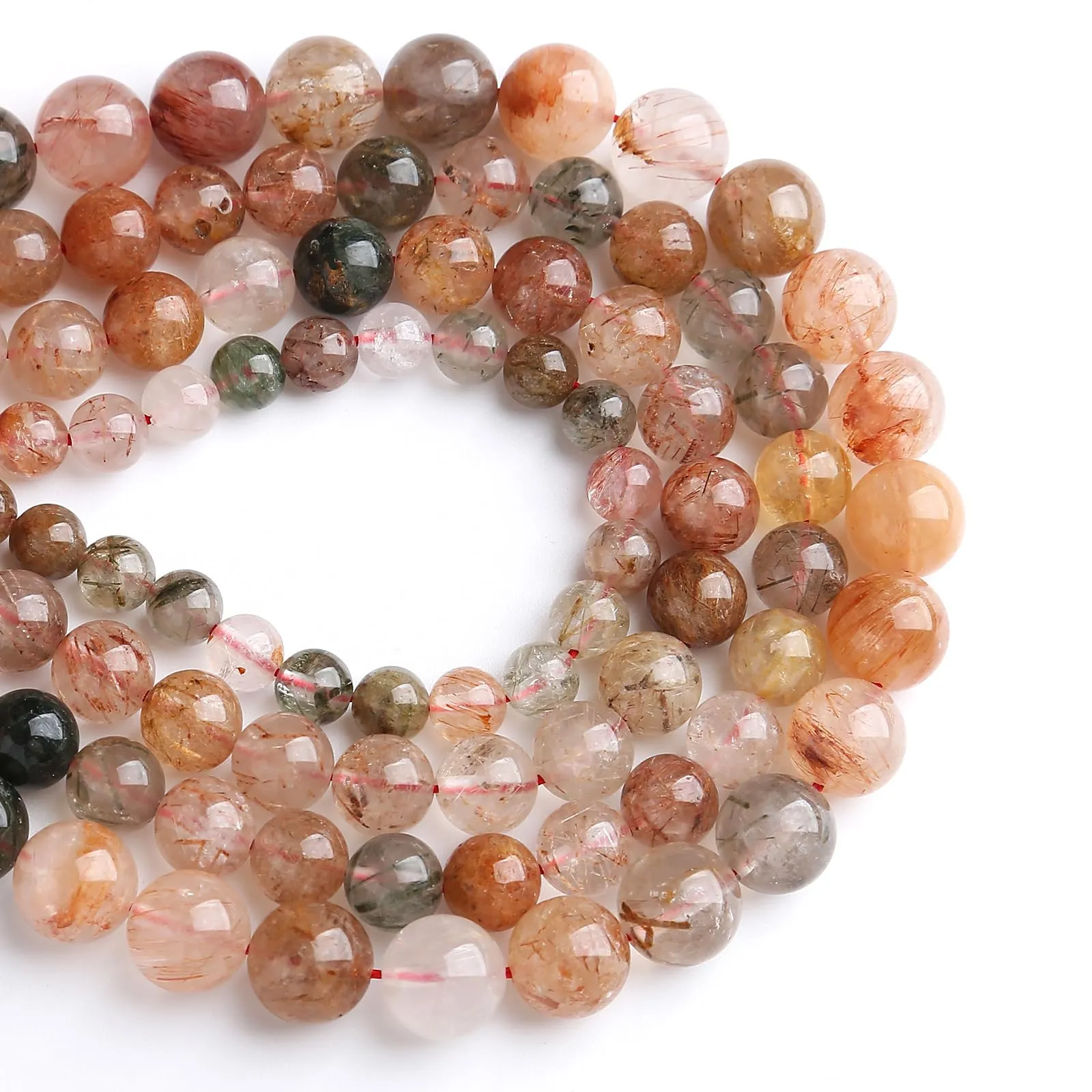10 mm 36 perline di cristallo naturale colorate al quarzo rutilato per la creazione di gioielli fai da te braccialetto - immagine 2