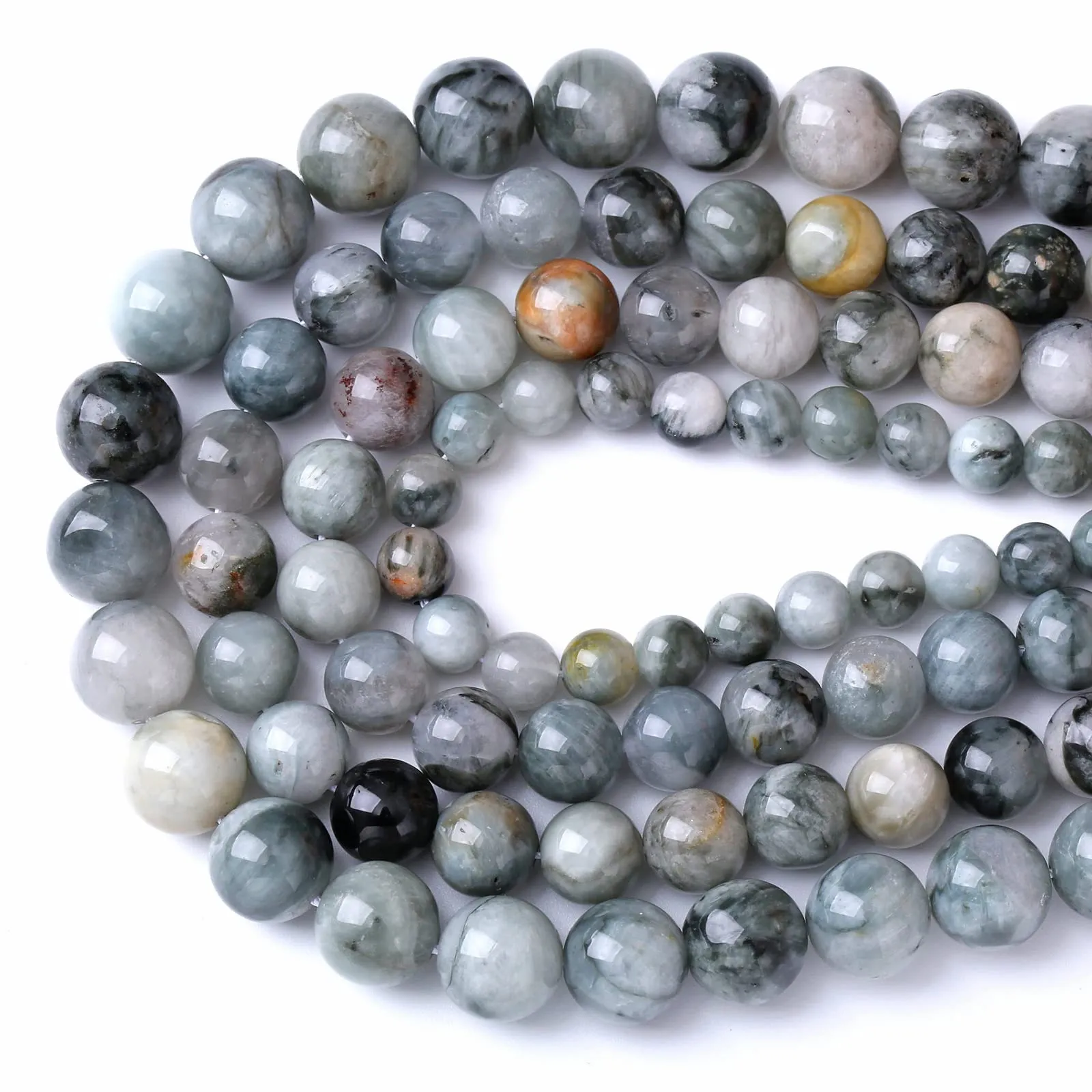 6 mm 60 perline rotonde sfuse naturali occhio di falco per la creazione di gioielli fai da te braccialetti collane - immagine 3