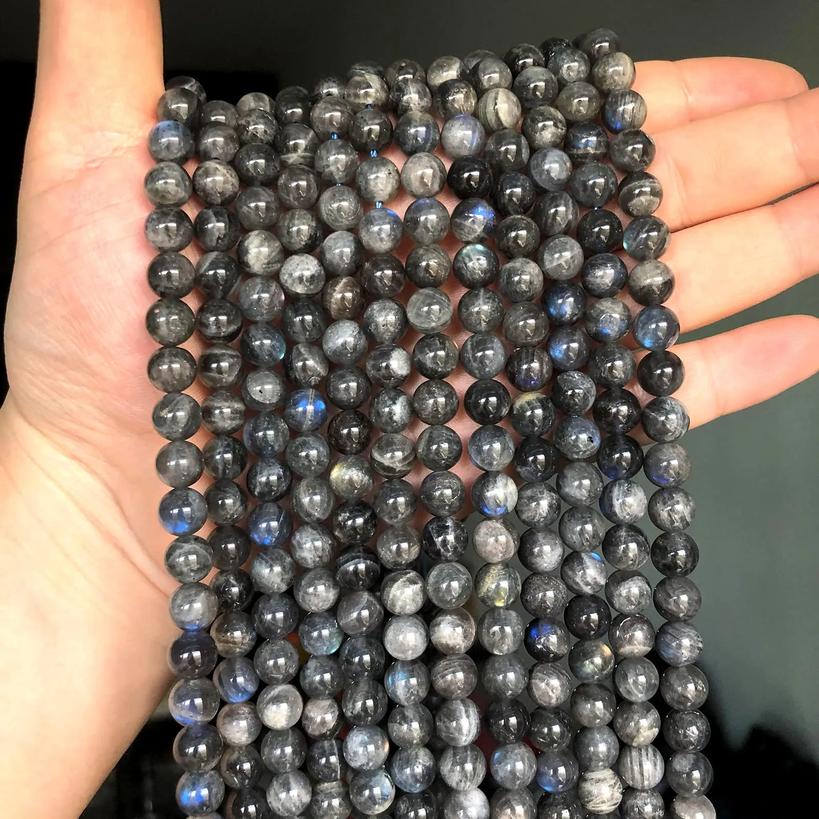 Perline sfuse in labradorite naturale, 4 mm, 88 pezzi, per la creazione di gioielli fai da te, 38 cm, 1 filo di grado A - immagine 2