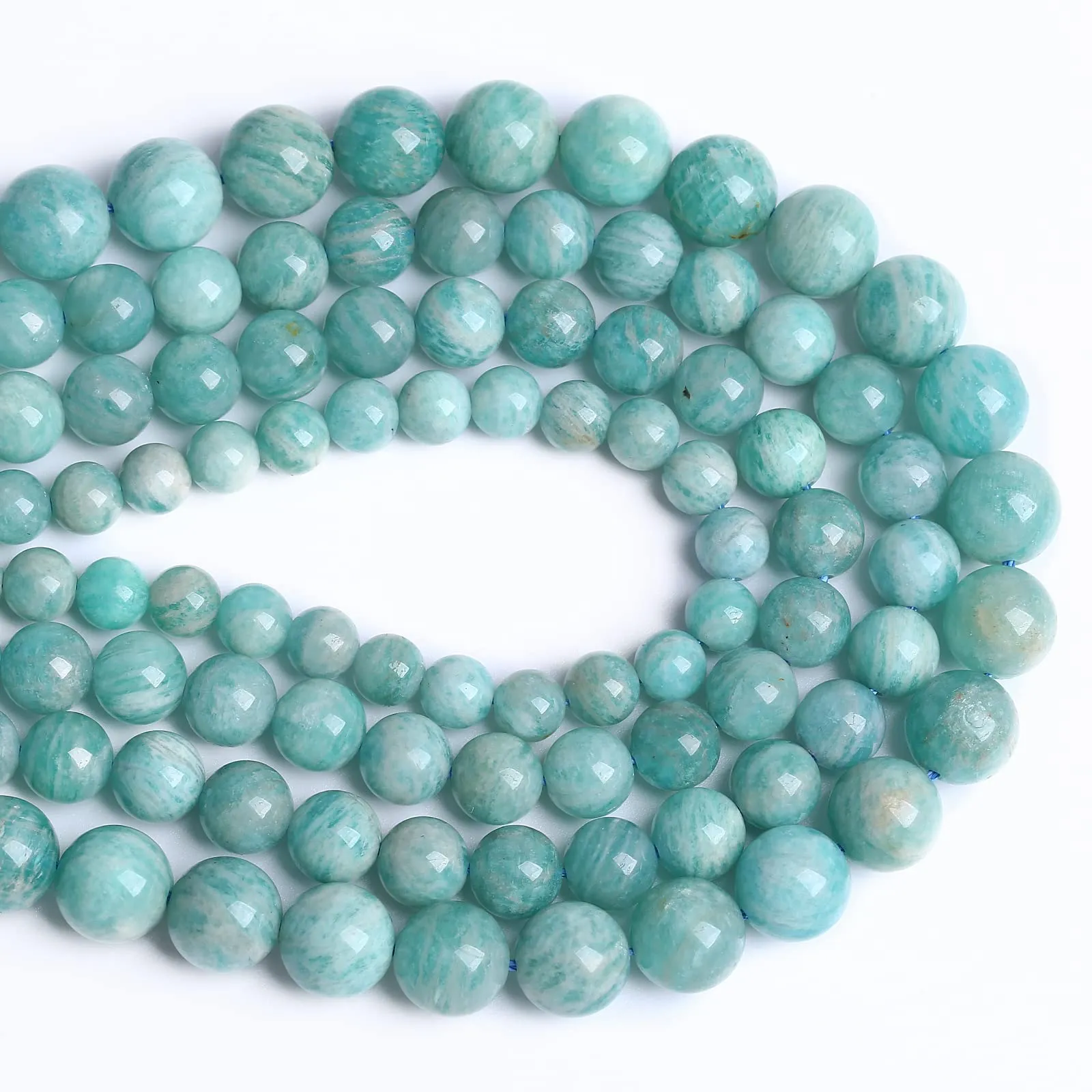 Perline sfuse in pietra naturale amazzonite di grado 2A, 10 mm, 36 pezzi, per la creazione di gioielli fai da te, bracciali, collane, 1 filo - immagine 2