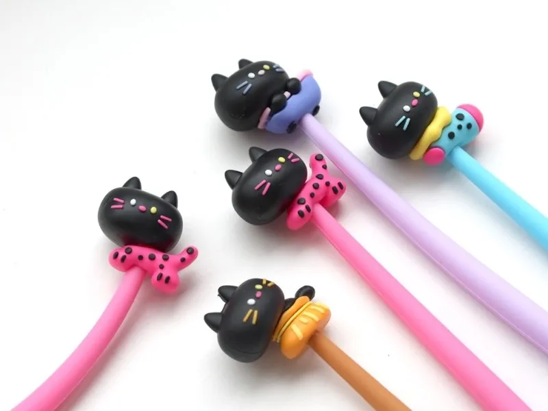 Penna Bismark Animals con gattini neri e punta fine - Inchiostro gel nero - 6 diversi design - immagine 1
