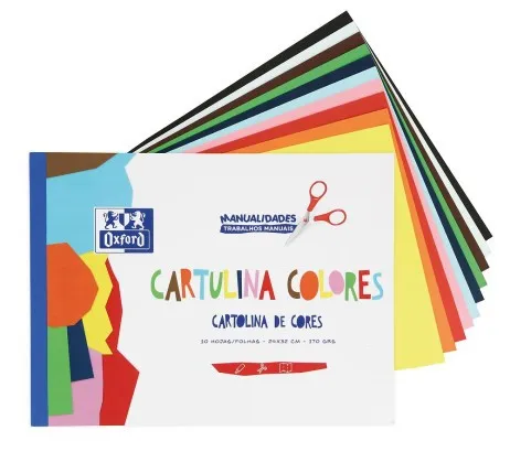 Blocco di Cartoncini Colorati Oxford Incollato Formato A4+ - 10 Fogli 170gr - 10 Colori - immagine 1