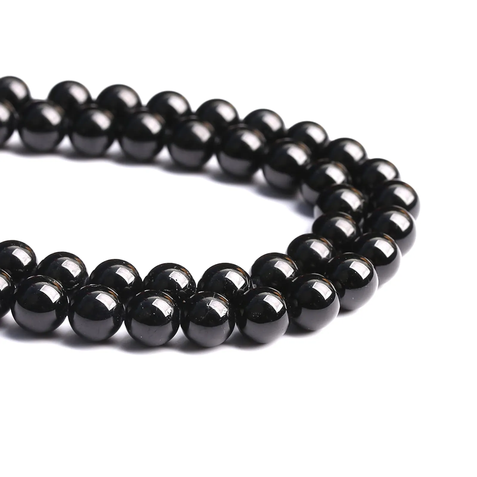 4 mm 88 perline di tormalina nera naturale di grado A, per la creazione di gioielli fai da te braccialetto di cristallo 1 filo - immagine 3