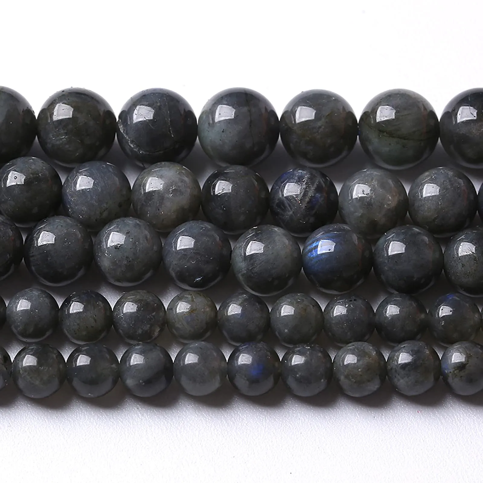 32 perline in labradorite nera, 12 mm, perline sfuse di cristallo per la creazione di gioielli fai da te e braccialetti - immagine 4