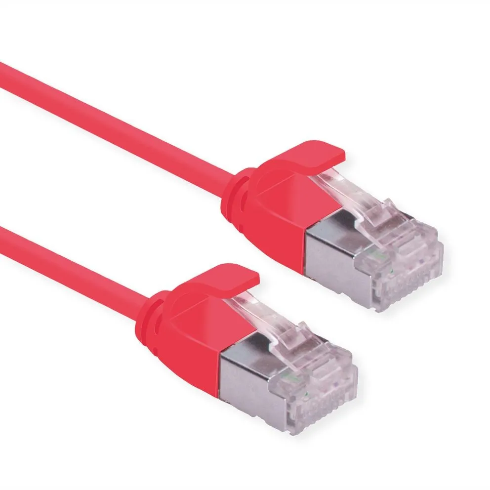 Roline Green Cavo U/Ftp Datacenter Patchcord Cat.6A Class Ea Lsoh/Tpe Slim Rosso 0.15M - immagine 1