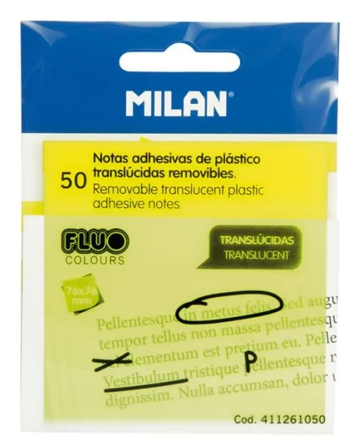 Milan 411261050 pouch autoadesiva Quadrato Trasparente Giallo 50 fogli Autoadesivo - immagine 1