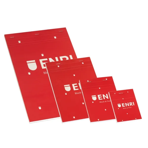 Blocco note con punti metallici Enri 80 fogli bianchi - Formato A5 - Copertina morbida rossa - immagine 1