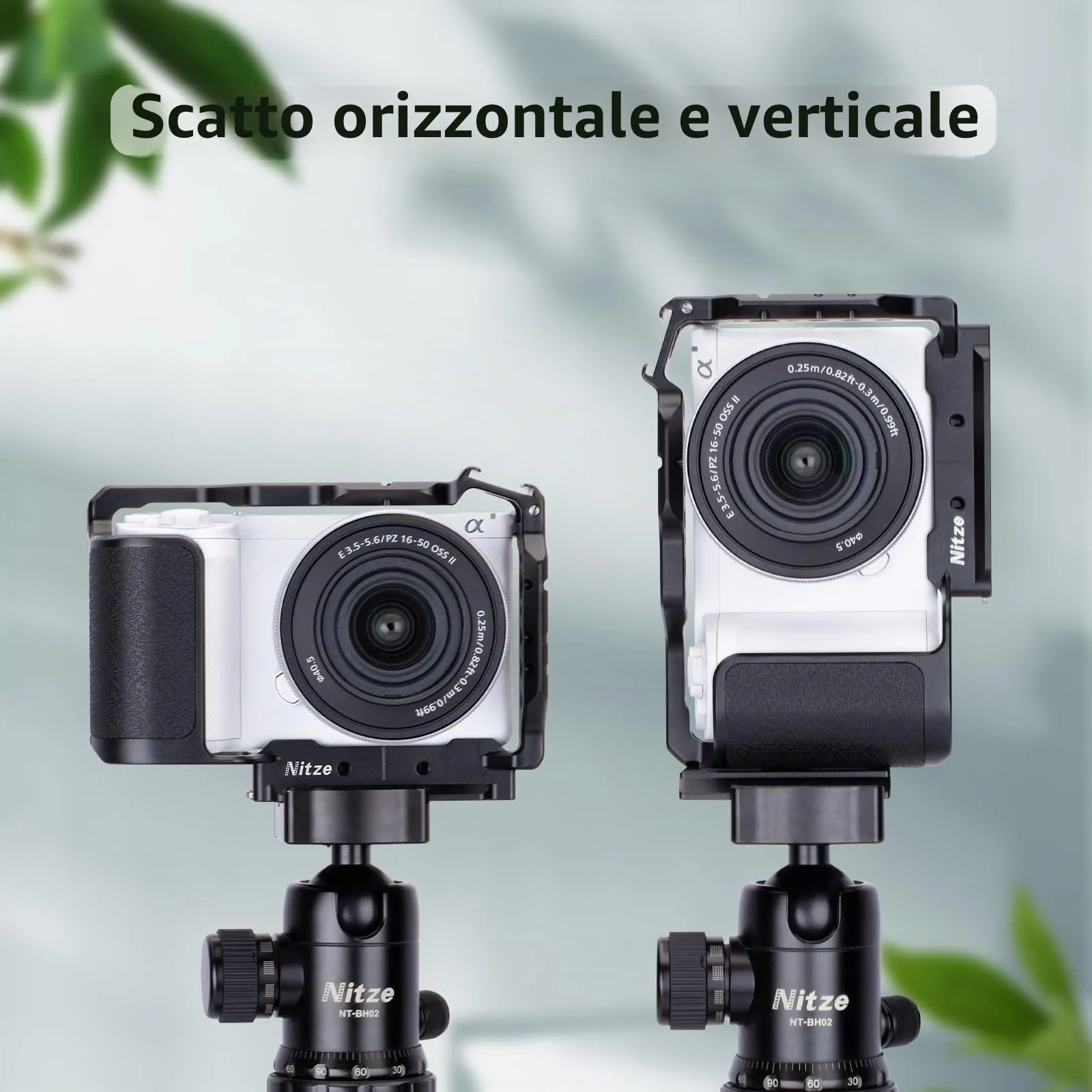 Nitze ZV-E10 II Cage, gabbia per fotocamera Sony ZV-E10 II, con 2 guide NATO integrate, scarpa Cold Shoe, impugnatura ergonomica, piastra a sgancio rapido per Arca-Swiss T-S14A - immagine 7