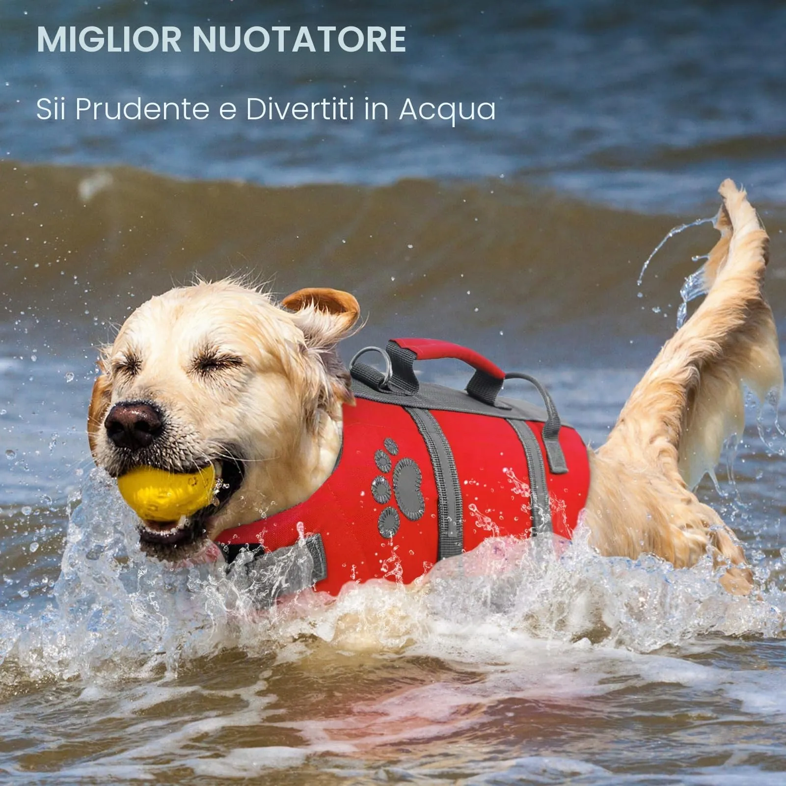 Queenmore Salvagente Cane Taglia Piccola, Leggero, Regolabile, Riflettente, Per Cani Piccoli, Nuotare, Kayak, Paddleboarding (S, Rosso) - immagine 6