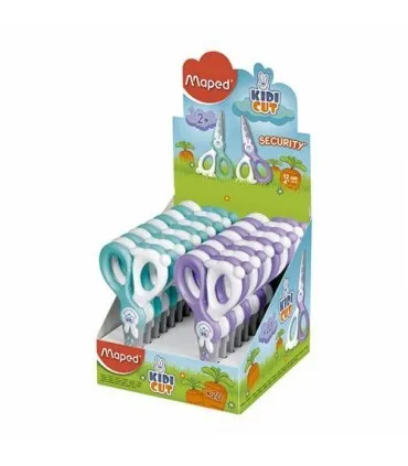 Forbici scolastiche Maped Kidikut punta arrotondata 12 cm - Lame in fibra di vetro - Manico simmetrico in plastica - Colori assortiti - 1 pezzo - immagine 1