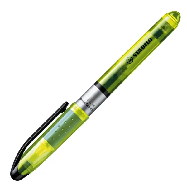 Evidenziatore fluorescente Stabilo Navigator - Grip Zone - Design sottile - Pratica clip per il trasporto - Diametro del tratto tra 2 e 5 mm - Giallo - immagine 1