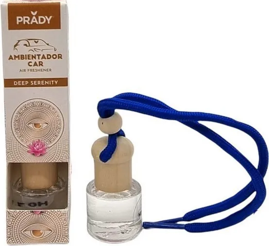 Deodorante per auto Prady Deep Serenity - Flacone in vetro da 6 ml e cordino per specchietto retrovisore - immagine 1