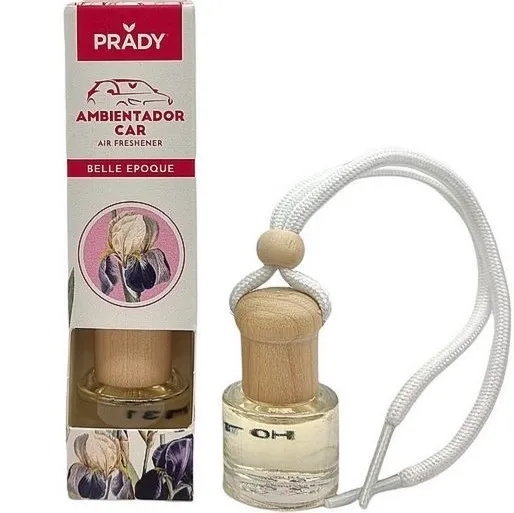 Deodorante per auto Prady Belle Epoque - Flacone in vetro da 6 ml e cordino per specchietto retrovisore - immagine 1