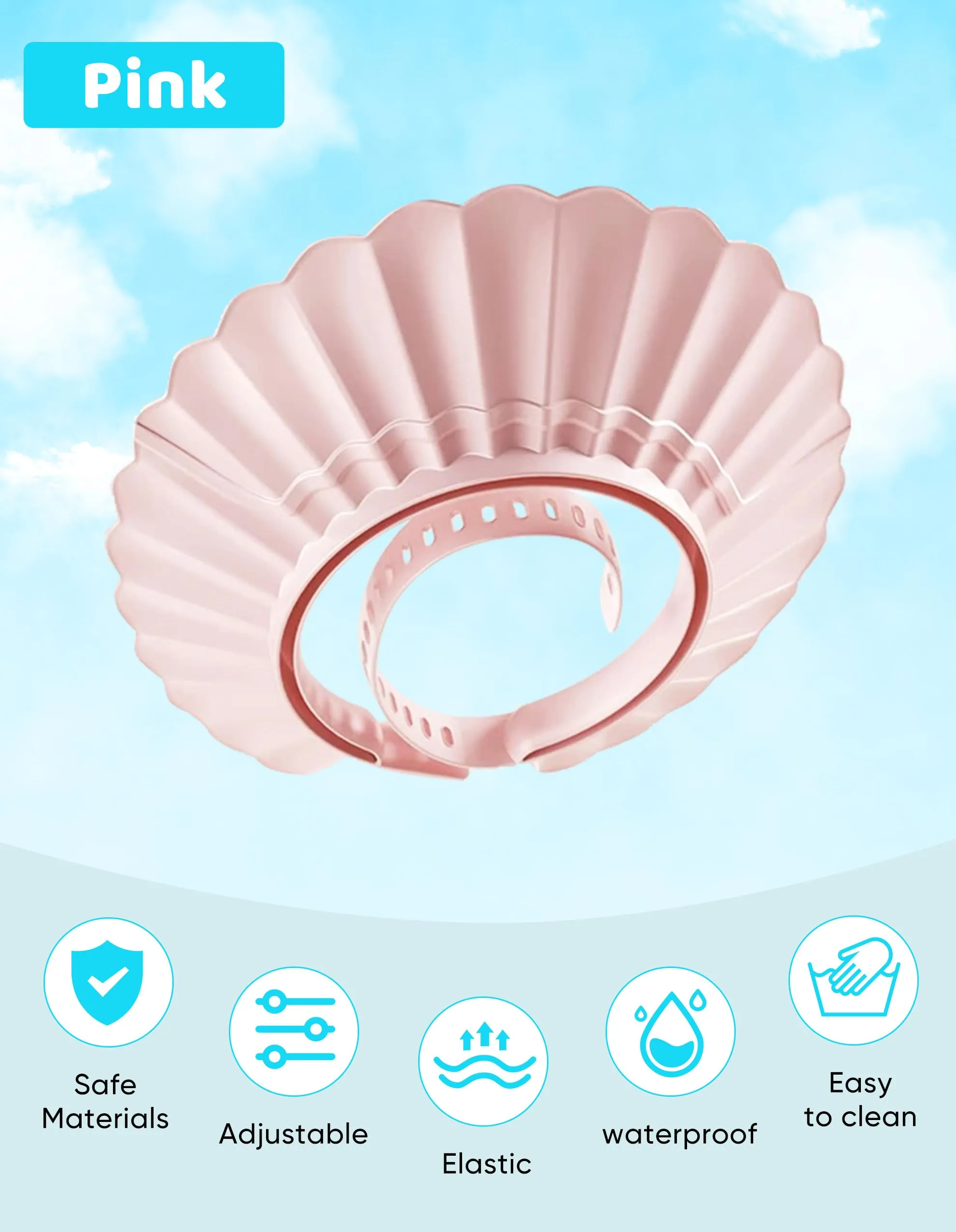 FUSACONY Cappello Doccia Bambini Silicone Morbido - Visiera Regolabile con 22 Livelli, Anti-Schizzi per Shampoo, Adatto da 6 Mesi ad Adulti, Protegge Occhi e Orecchie dall'Acqua (Rosa) - immagine 6