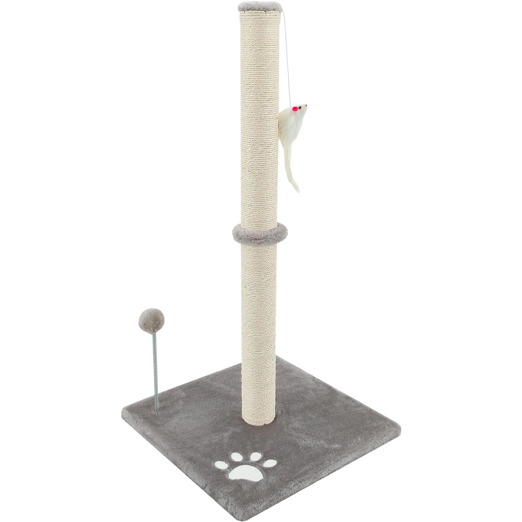 Beltom® Tiragraffi per gatti 81,5 cm. Parco Gioco Giochi GRAFFIATOIO SISAL Cuccia Albero Gatti Tira Graffi Palestra - Grigio - immagine 2