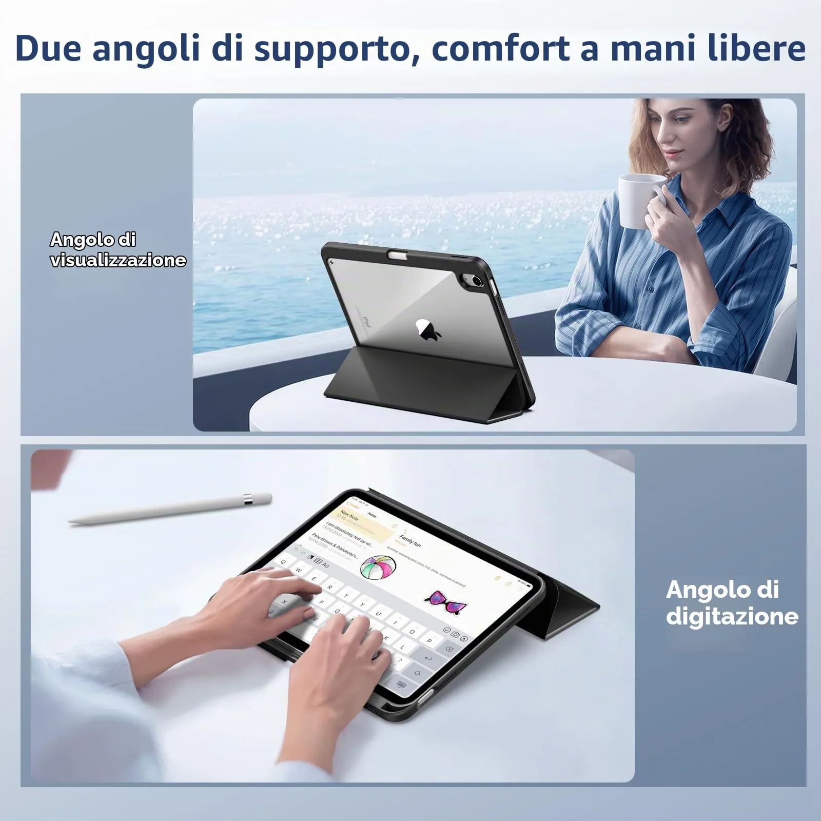 TiMOVO Cover per iPad A16 11. Gen 11"&10. Gen 10,9", Nero - immagine 7