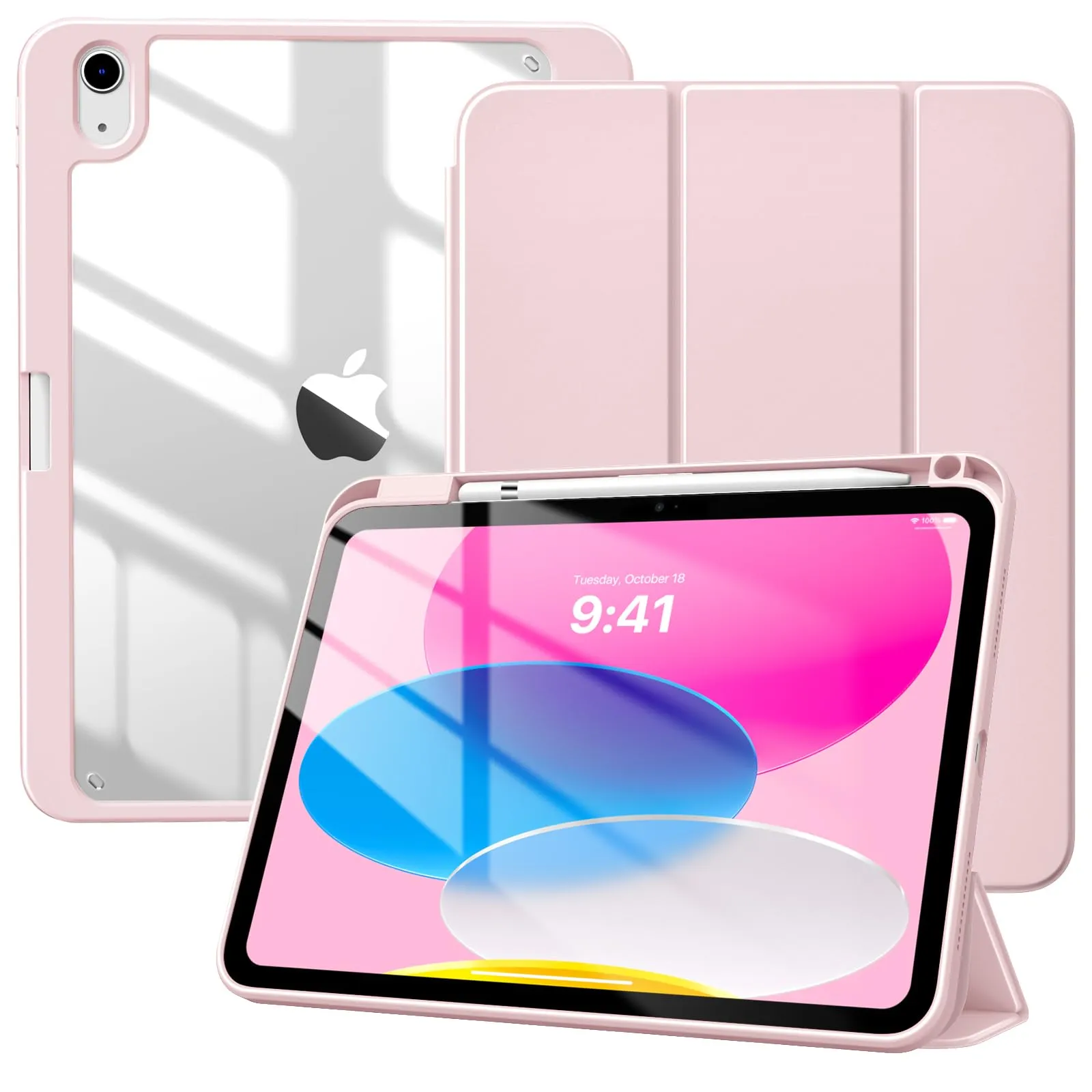 TiMOVO Cover per iPad A16 11. Gen 11"&10. Gen 10,9", Rosa Trasparente - immagine 1