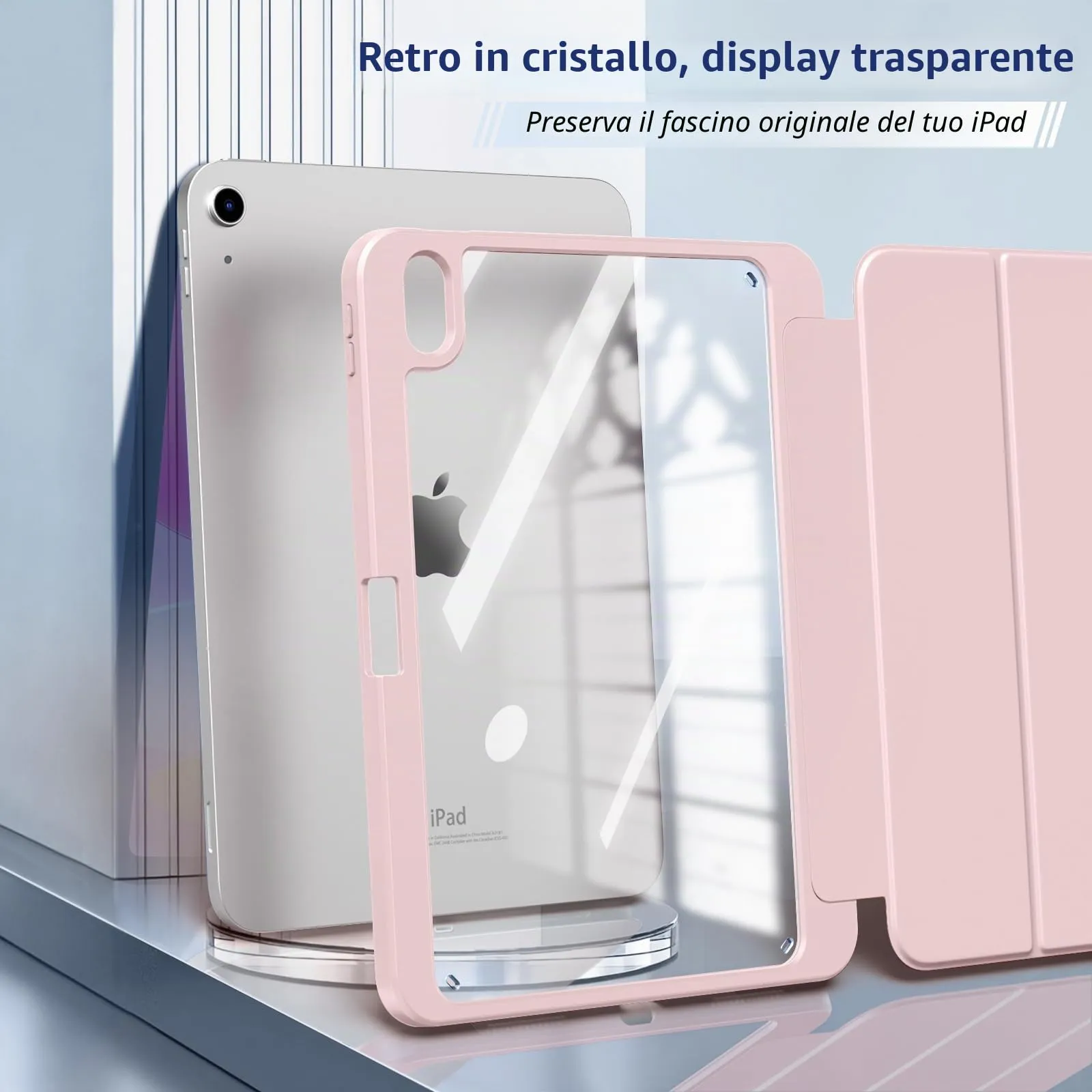TiMOVO Cover per iPad A16 11. Gen 11"&10. Gen 10,9", Rosa Trasparente - immagine 3