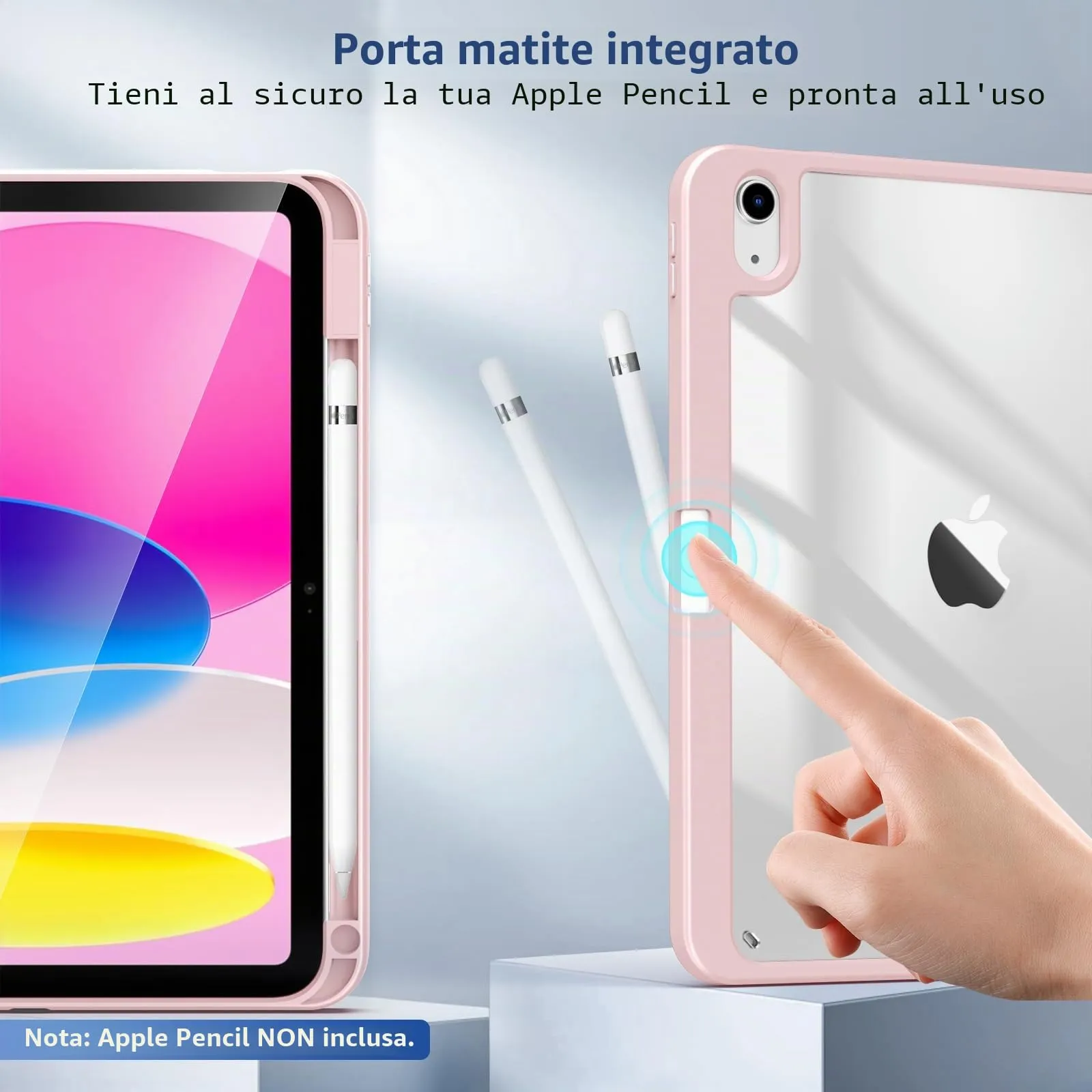 TiMOVO Cover per iPad A16 11. Gen 11"&10. Gen 10,9", Rosa Trasparente - immagine 4