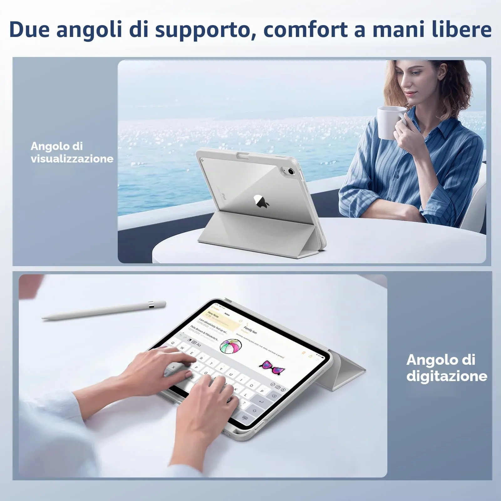 TiMOVO Cover per iPad A16 11. Gen 11"&10. Gen 10,9", Grigio Chiaro - immagine 7