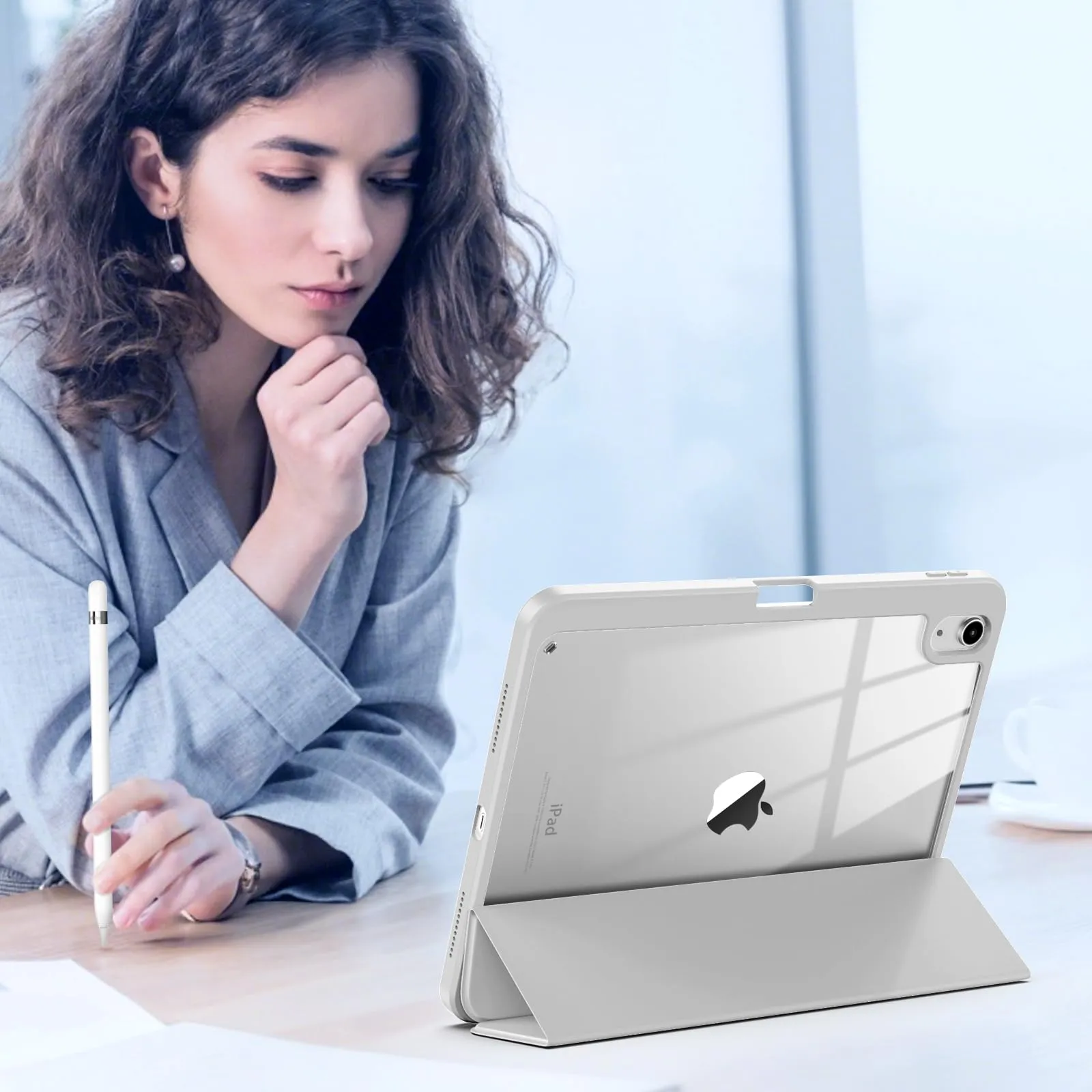 TiMOVO Cover per iPad A16 11. Gen 11"&10. Gen 10,9", Grigio Chiaro - immagine 8